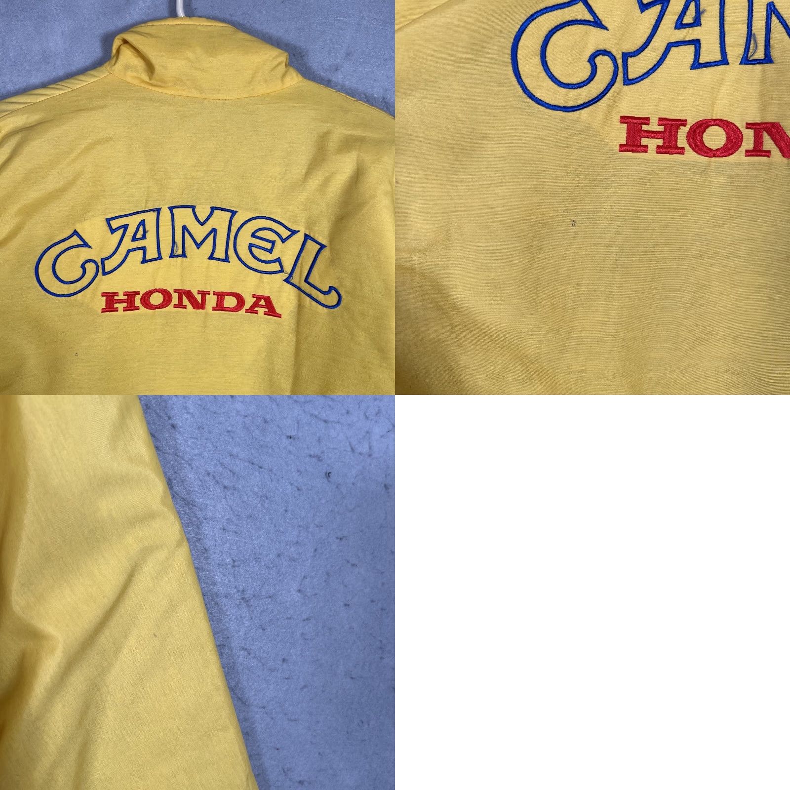 Camel VINTAGE Honda 90s Formula 1 Car Racing Jacket Full Zip Yellow Mens Size US L / EU 52-54 / 3 - 9 Thumbnail