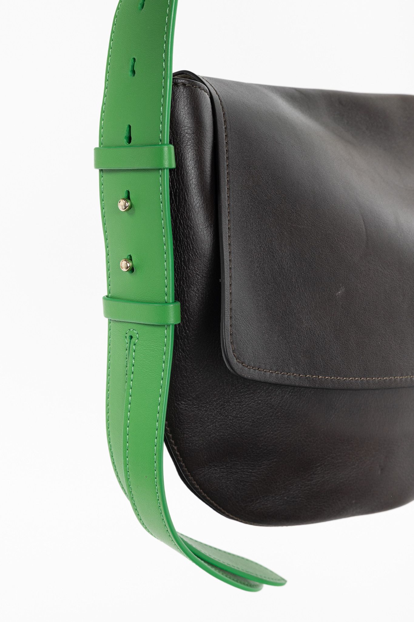 Chloe Chloe Kiss Off Brown Leather Green-Strap Shoulder Bag Size ONE SIZE - 8 Thumbnail