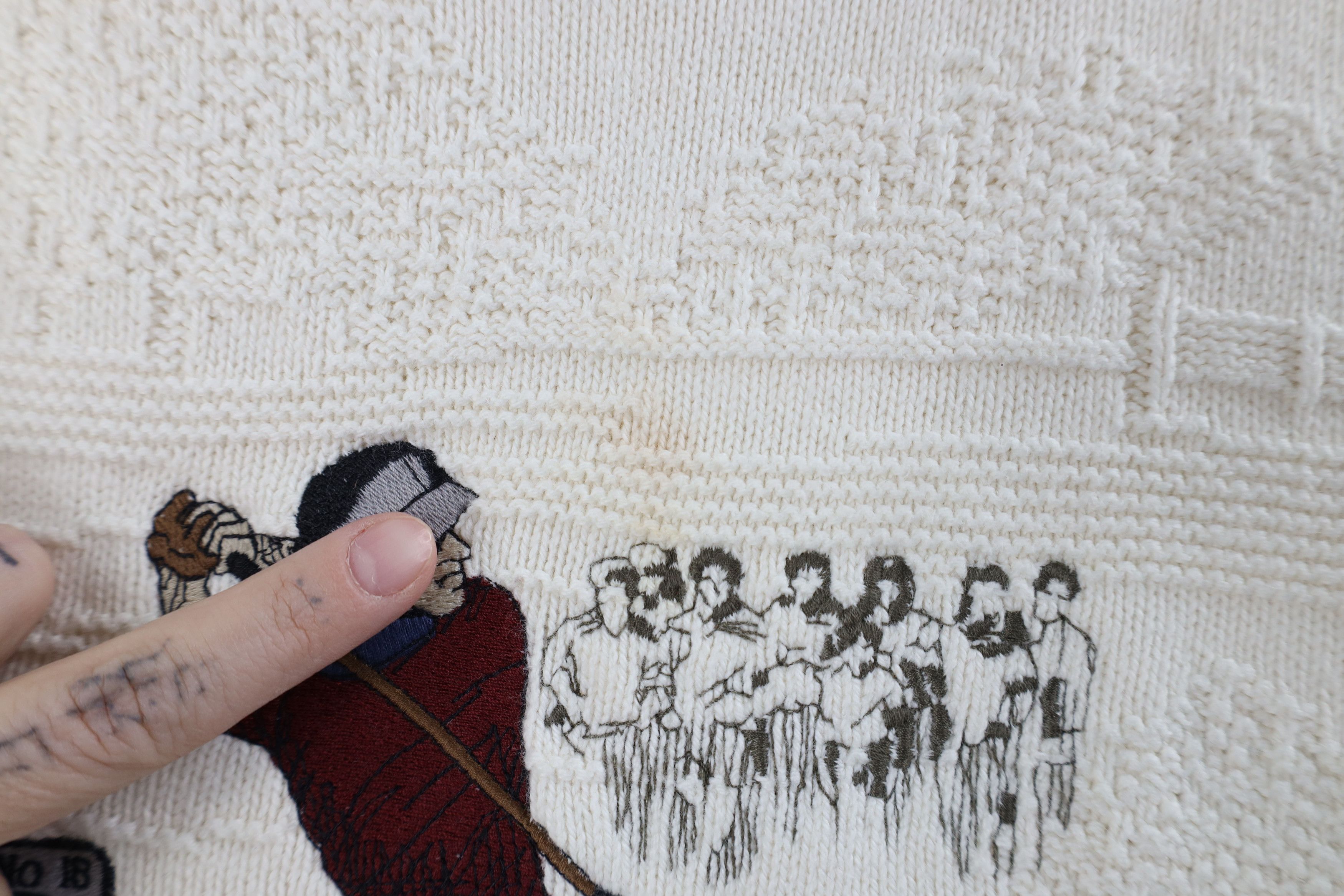 Vintage Vintage 90s Streetwear Over Print Cotton Knit Sweater USA Size US L / EU 52-54 / 3 - 5 Thumbnail