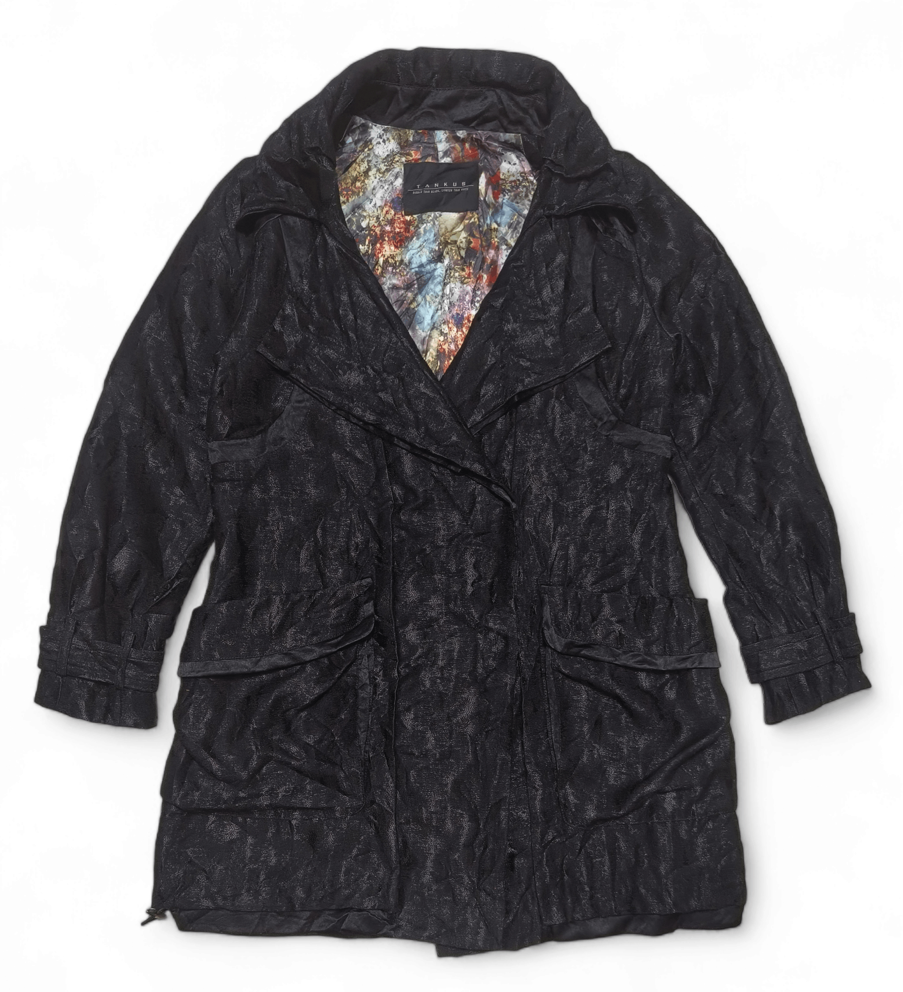 image of Vintage Tankus Black Trench Coat, Women's (Size Medium)