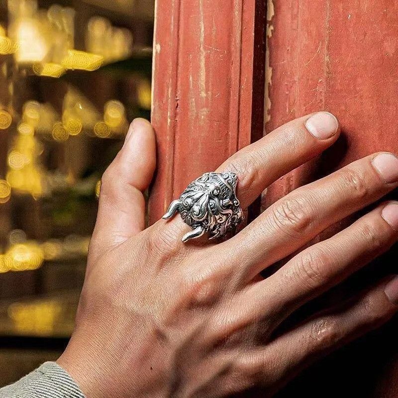 Jewelry × Vintage Retro Dragon Mask Ring Size ONE SIZE - 3 Thumbnail