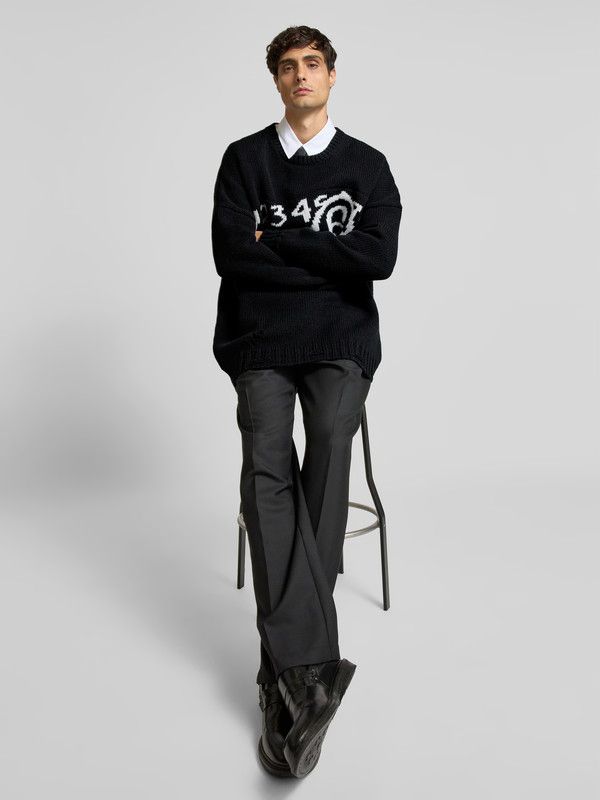 Maison Margiela oc11z0825 Motif-Print Oversized Sweater in Black Size US M / EU 48-50 / 2 - 2 Thumbnail