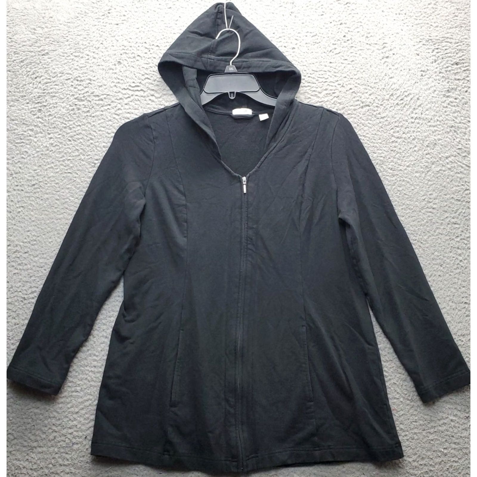 Vintage Pure Jill Hoodie Womens Small Black Stretch Regular Fit Long Sleeve Full Zip Size S / US 4 / IT 40 - 2 Thumbnail