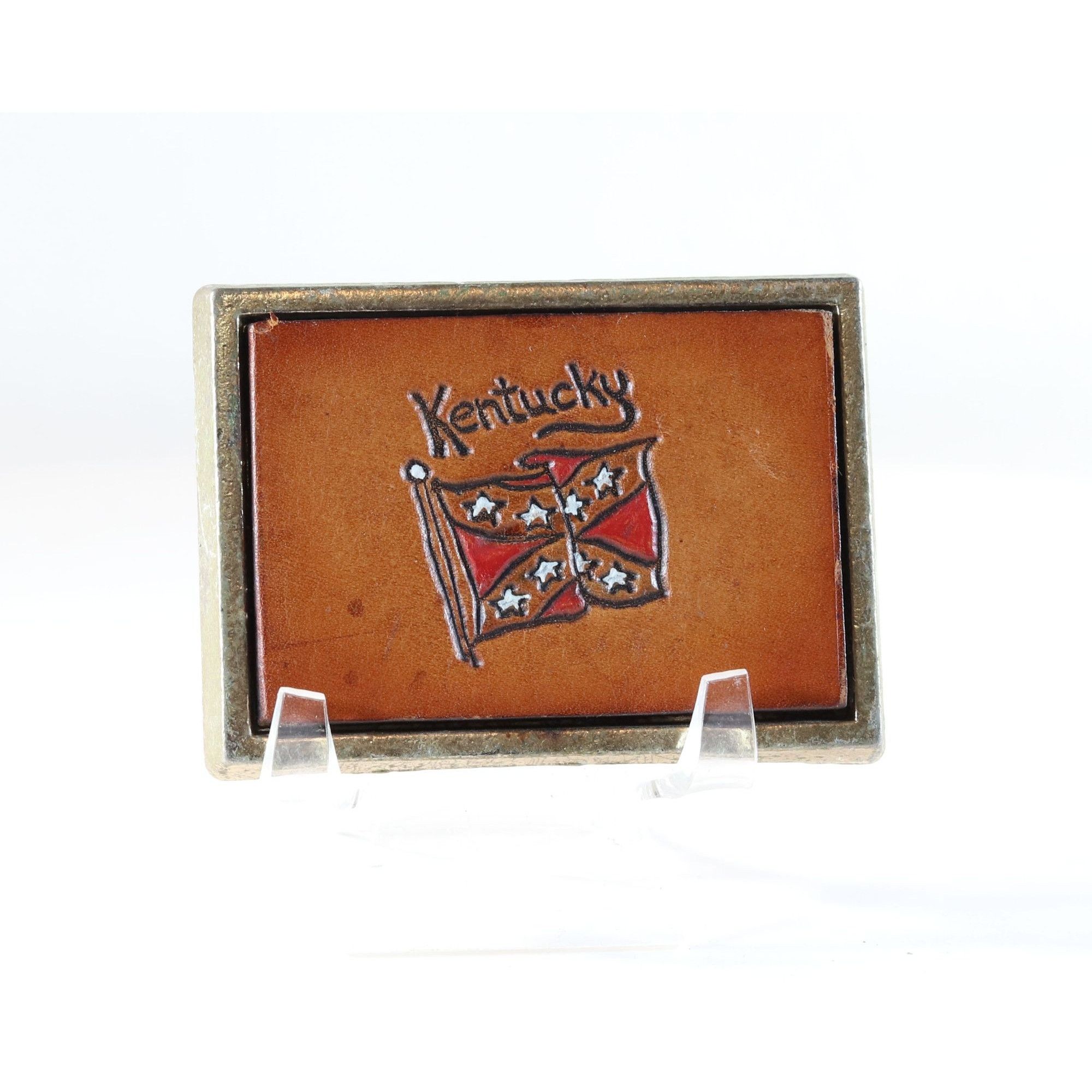 Vintage Belt Buckle Kentucky Vintage Solid Metal and Leather Buckle Size ONE SIZE - 2 Thumbnail