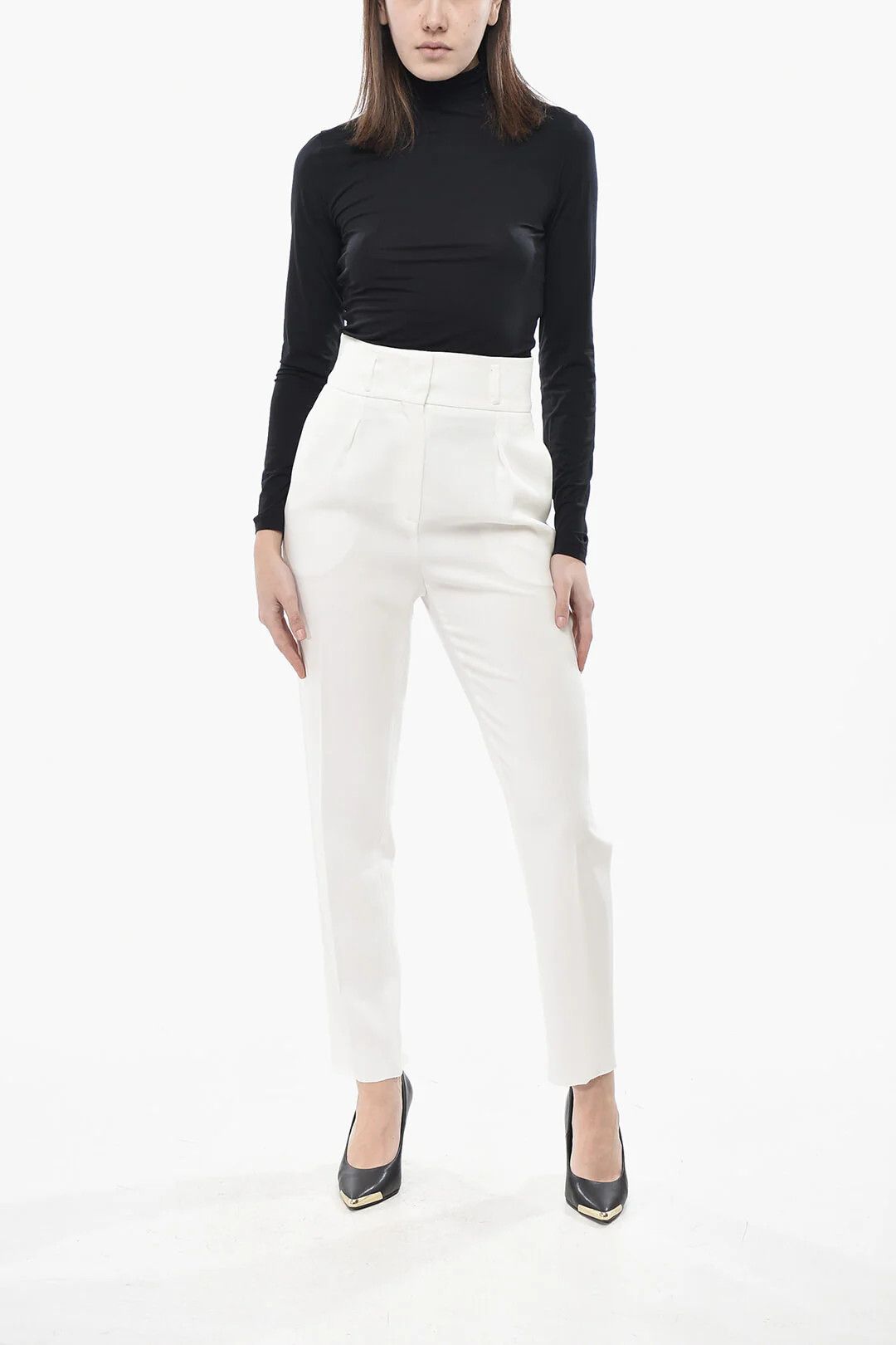 Max Mara og1mm0426 High-Waist 1-Pleat Pant in White Size 27" / US 4 / IT 40 - 4 Thumbnail