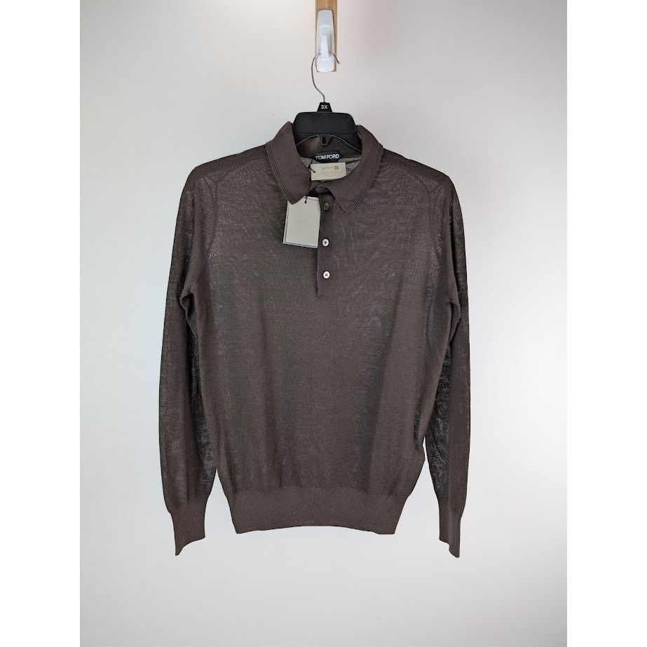 Tom Ford o1rshd1 Knitwear Polo Shirt in Ebony Size US M / EU 48-50 / 2 - 1 Thumbnail