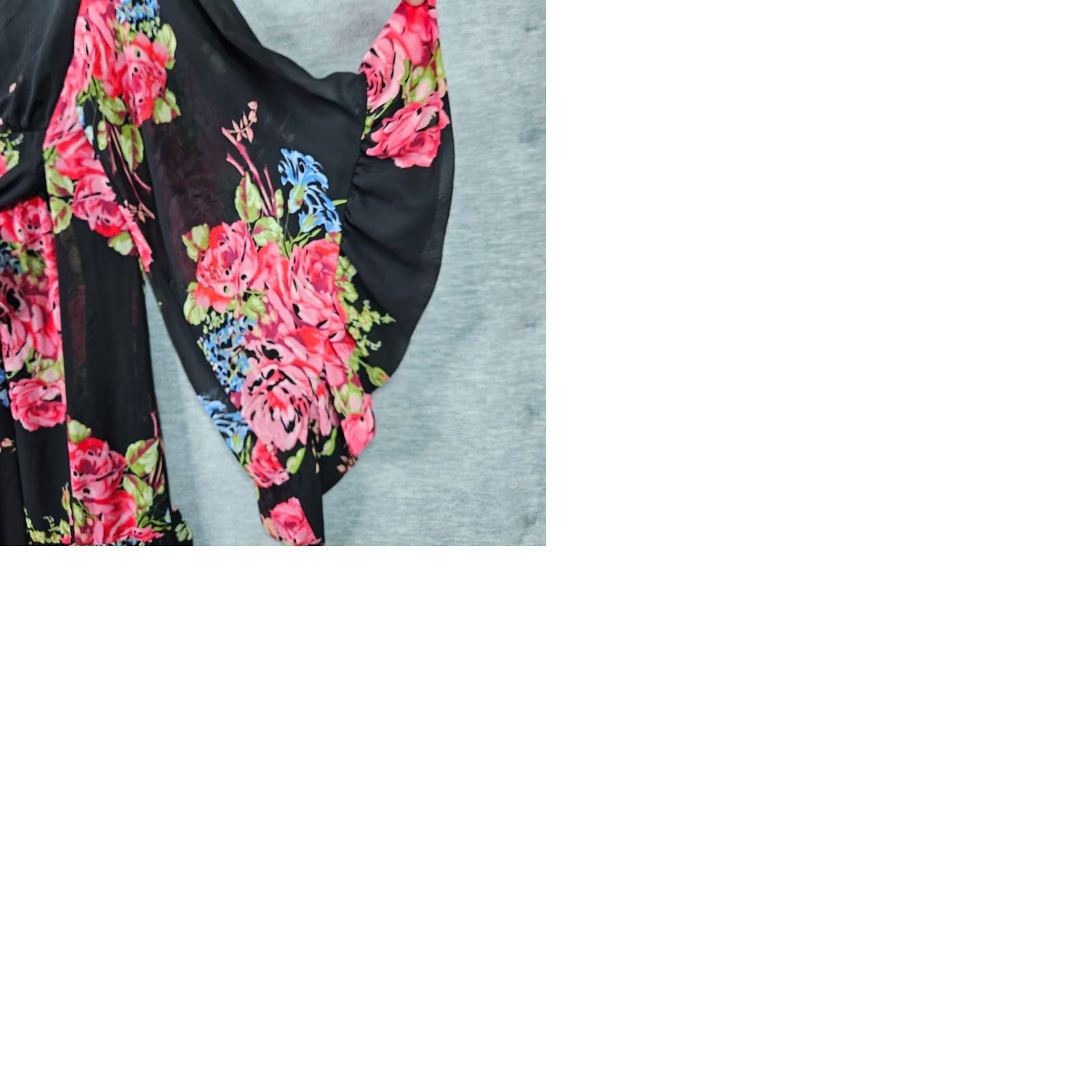 Betsey Johnson Betsey Johnson Dress Black Floral Wrap V Neck 3/4 Sleeve A-Line Size 10 Womens Dress Size L / US 10 / IT 46 - 9 Thumbnail