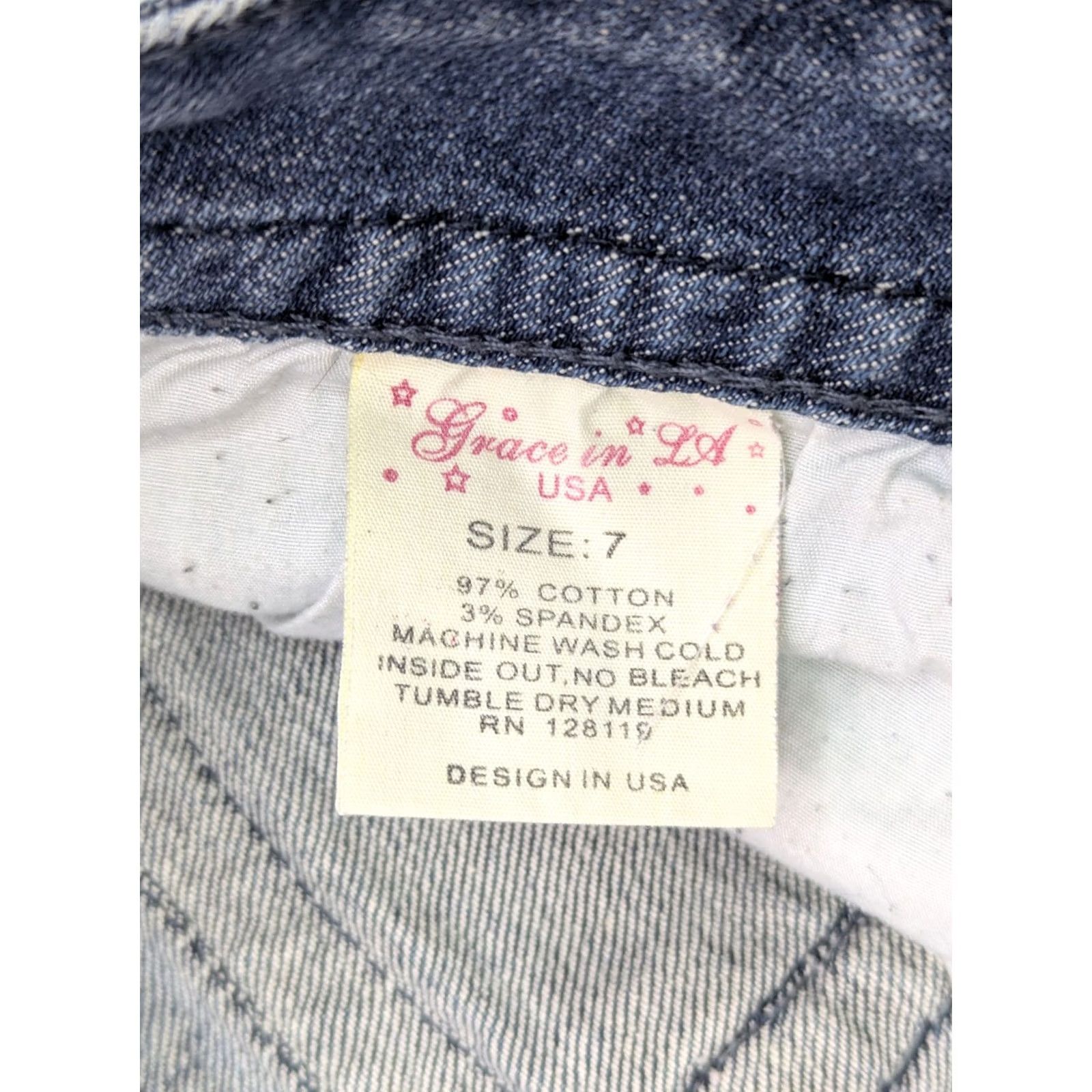 Grace in LA Grace In LA Jeans Bootcut Women's 30x33 Blue Distressed Denim 5-Pocket Regular XS? Size 30" / US 8 / IT 44 - 7 Thumbnail