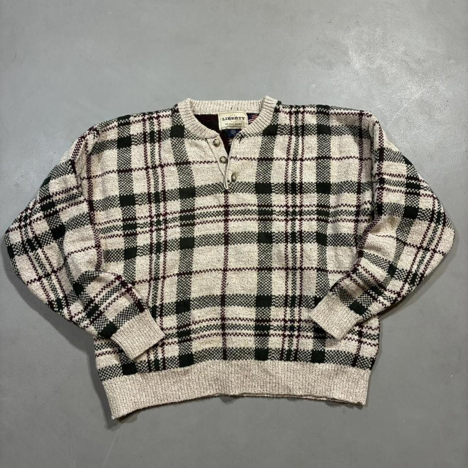 Other Vintage Liberty Plaid Knit Henley Sweater Size US L / EU 52-54 / 3 - 7 Thumbnail