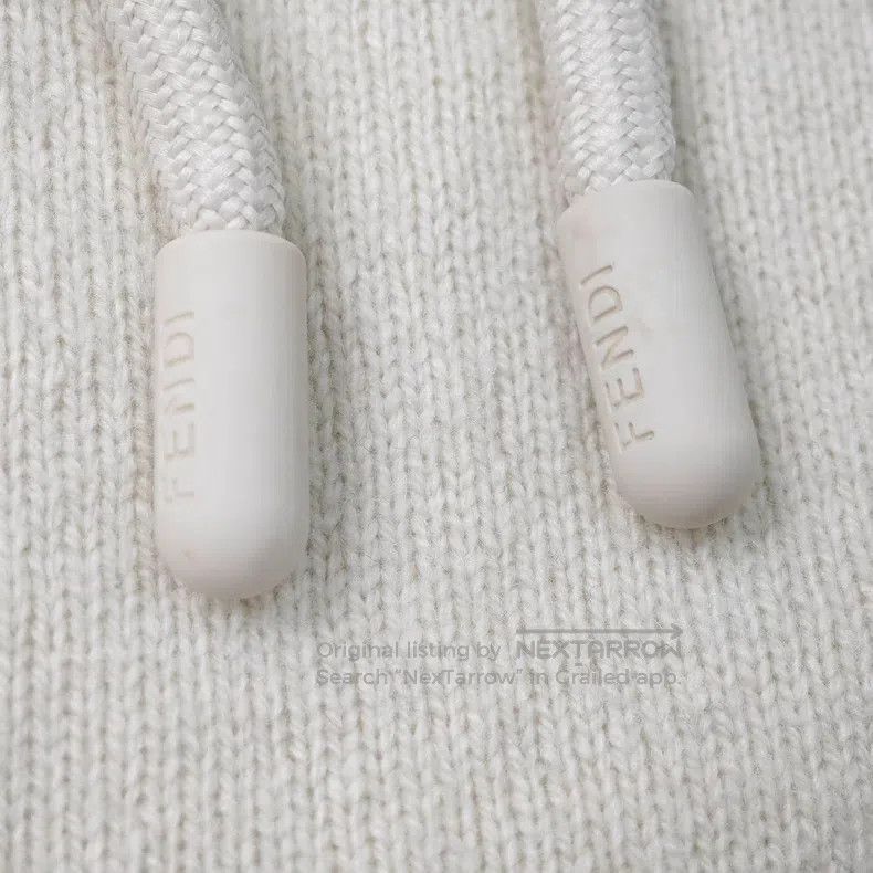 Fendi Fendi Double F Drawstring Hooded Cashmere Sweater, Off-Whi Size XS / US 0-2 / IT 36-38 - 7 Thumbnail