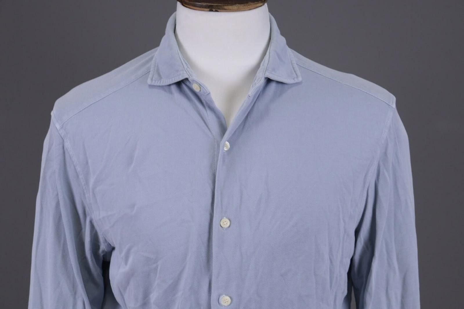 Designer Boggi Milano Italian Style Blue Down Dress Shirt Size 39 Size US M / EU 48-50 / 2 - 2 Thumbnail