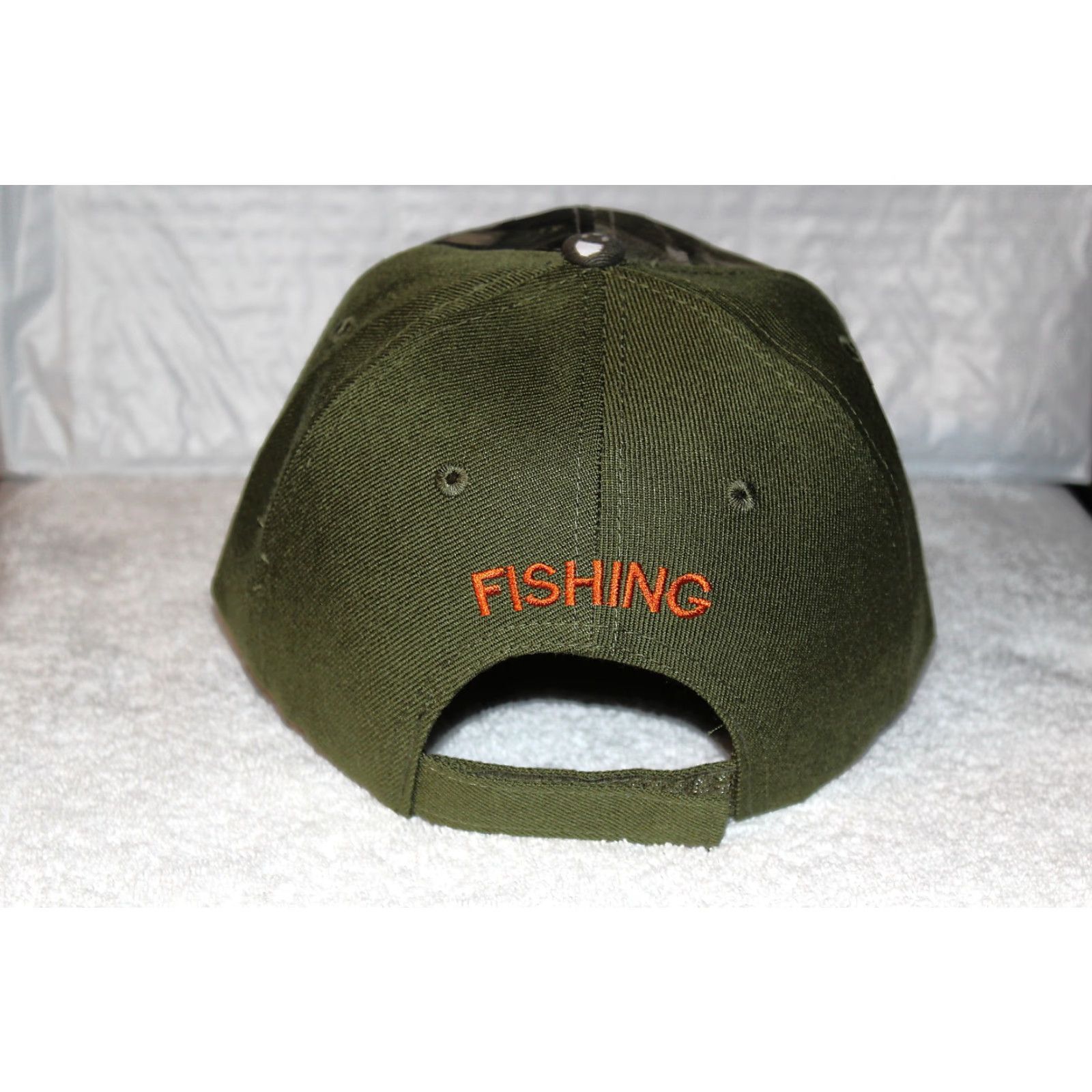 Vintage VINTAGE CALI Fish Now Work Later Fishing Baseball Cap Adjustable Men One Size Olive Green Camo Size ONE SIZE - 3 Thumbnail
