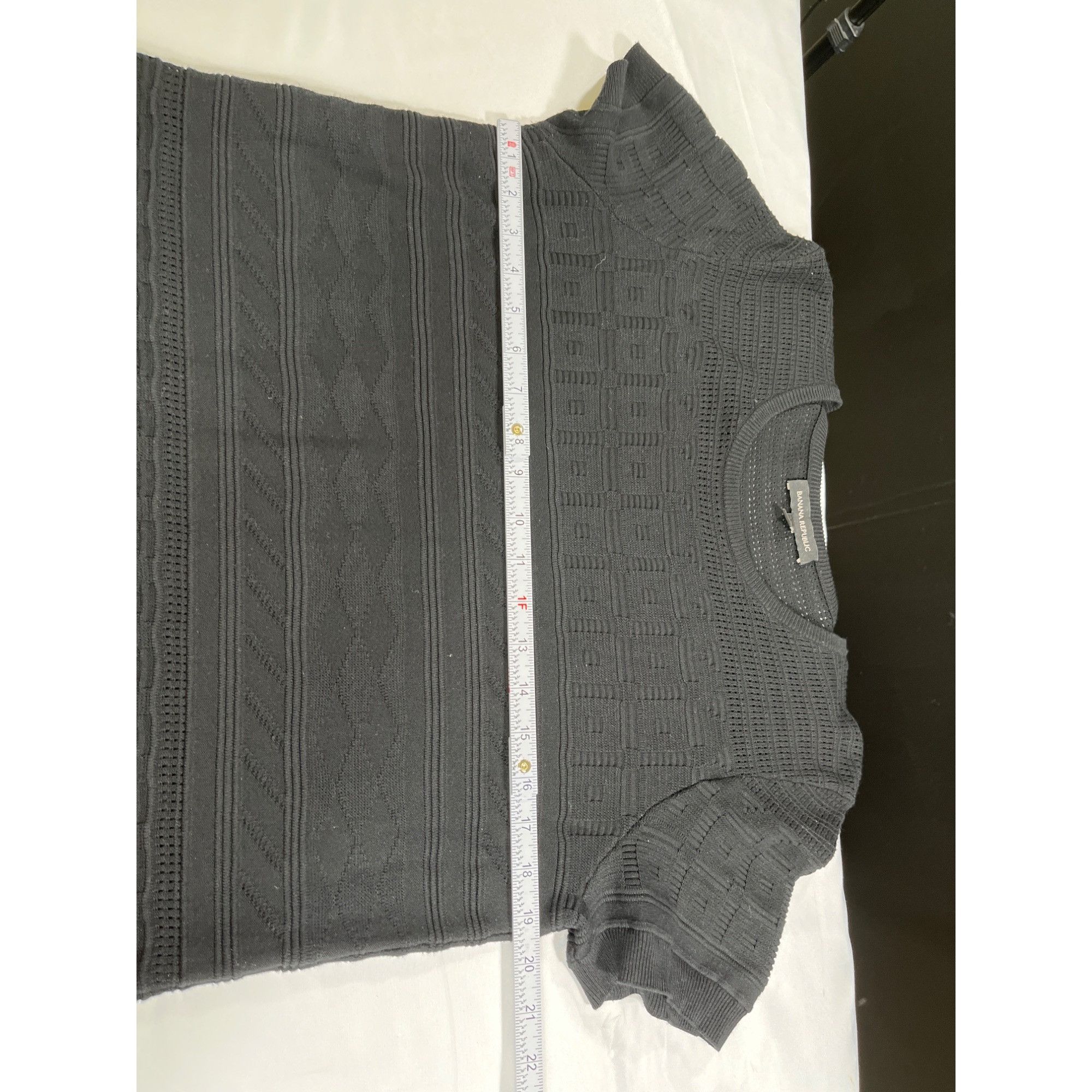 Banana Republic Banana Republic SKU 7650 Black Short Sleeve Knit Dress Size Size L / US 10 / IT 46 - 3 Thumbnail