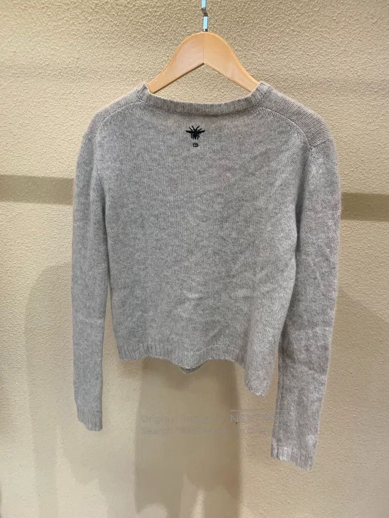 Dior Dior Little bee embroidered gray cashmere sweater Size XS / US 0-2 / IT 36-38 - 2 Thumbnail