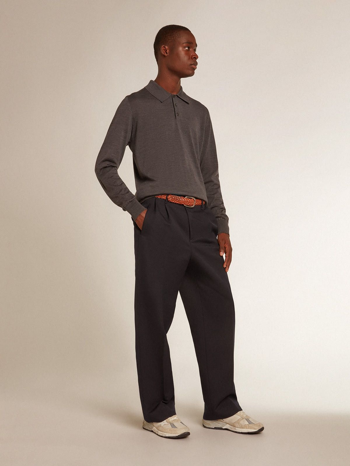 Golden Goose o1s22i1n1224 Polo Wool Shirt in Grey Size US S / EU 44-46 / 1 - 3 Thumbnail