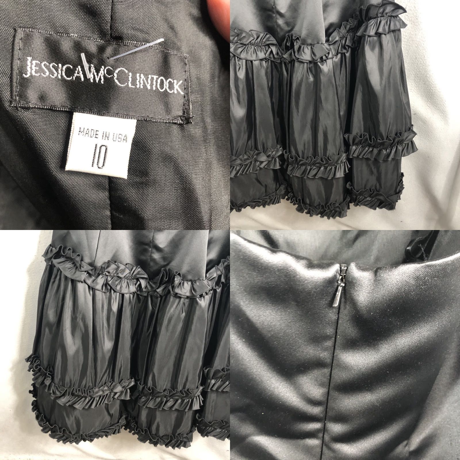 Jessica McClintock VINTAGE Jessica McClintock Formal Dress Womens 10 Black Maxi Whimsigoth 90s Gothic Grunge Theme Swan Size L / US 10 / IT 46 - 8 Thumbnail