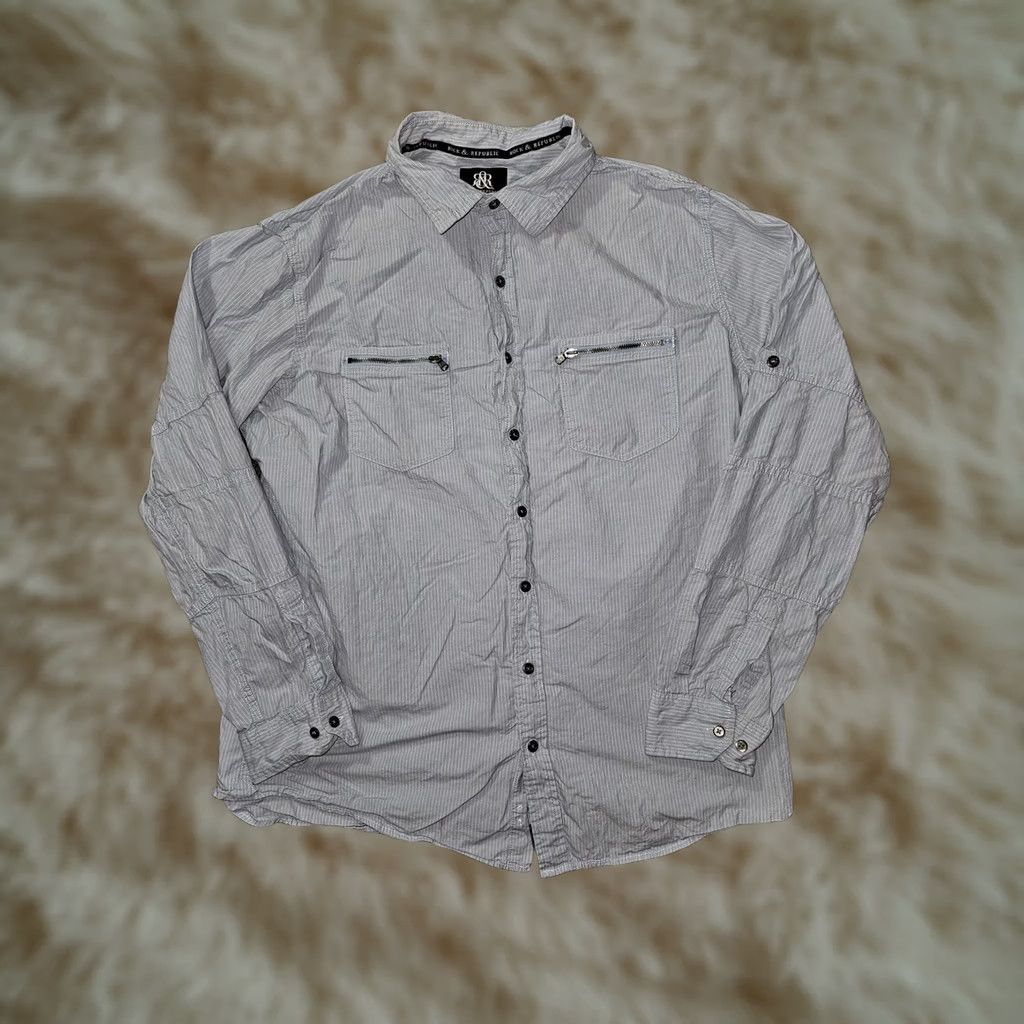 rock and republic dress shirts Rock & Republic Shirt Mens Small Blue Button Down Dress Shirt 100% Cotton