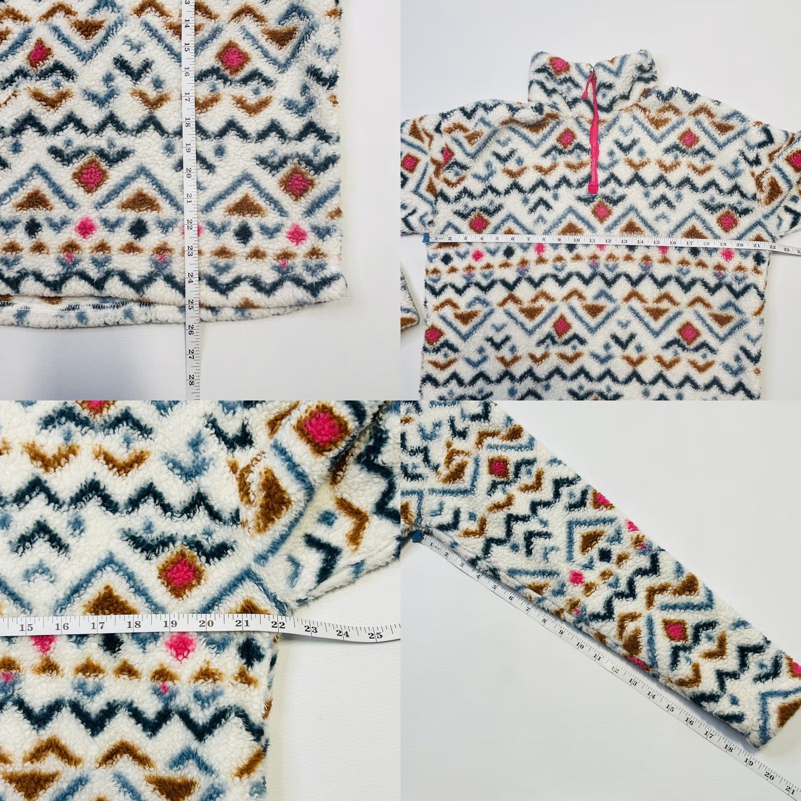 Eddie Bauer VINTAGE Eddie Bauer Pullover Womens Large White Aztec Fleece 1/4 Zip Pattern Cozy Warm Size L / US 10 / IT 46 - 8 Thumbnail