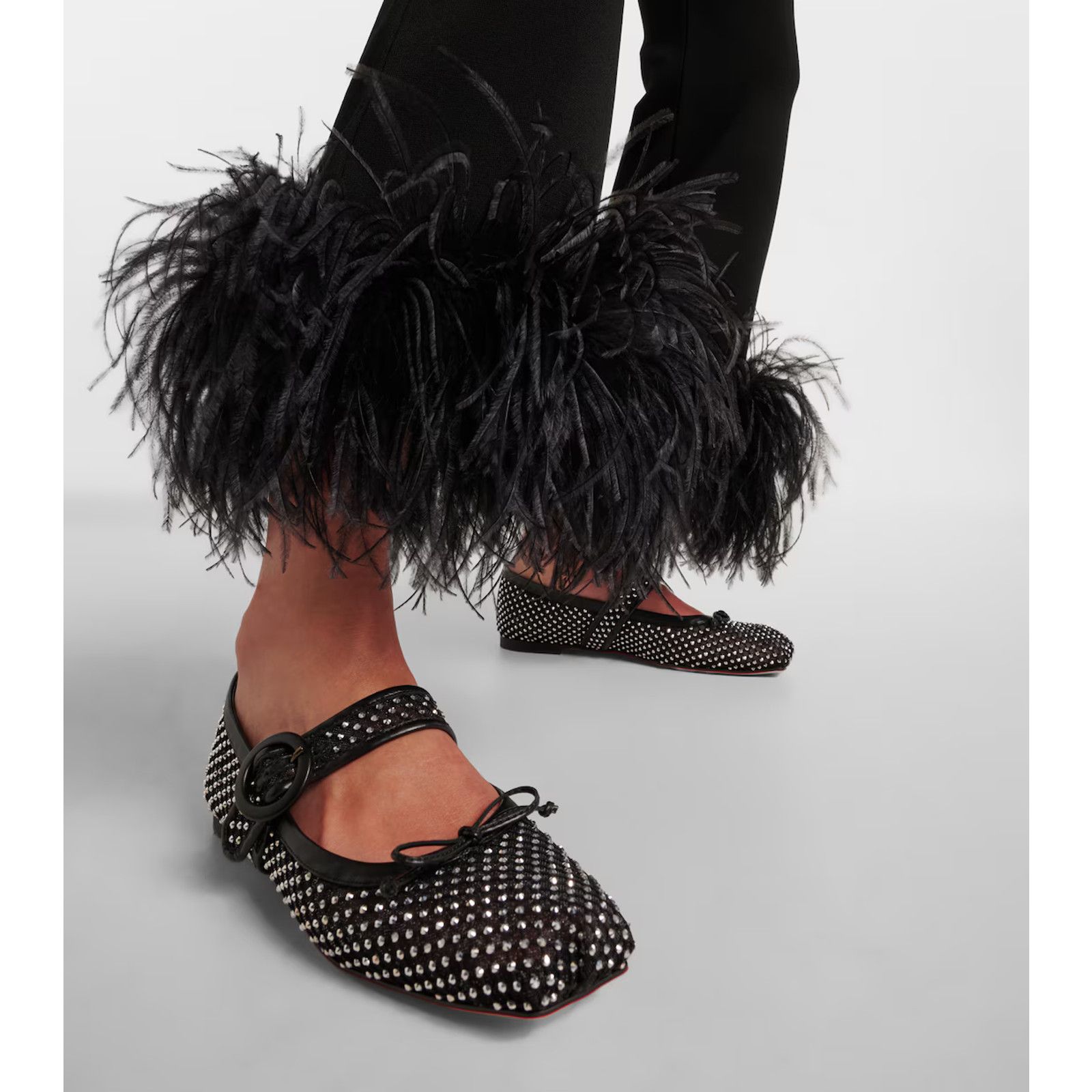 Christian Louboutin Christian Louboutin Mamastrapitina Flat Black Crystal Mesh Size US 8.5 / IT 38.5 - 4 Thumbnail