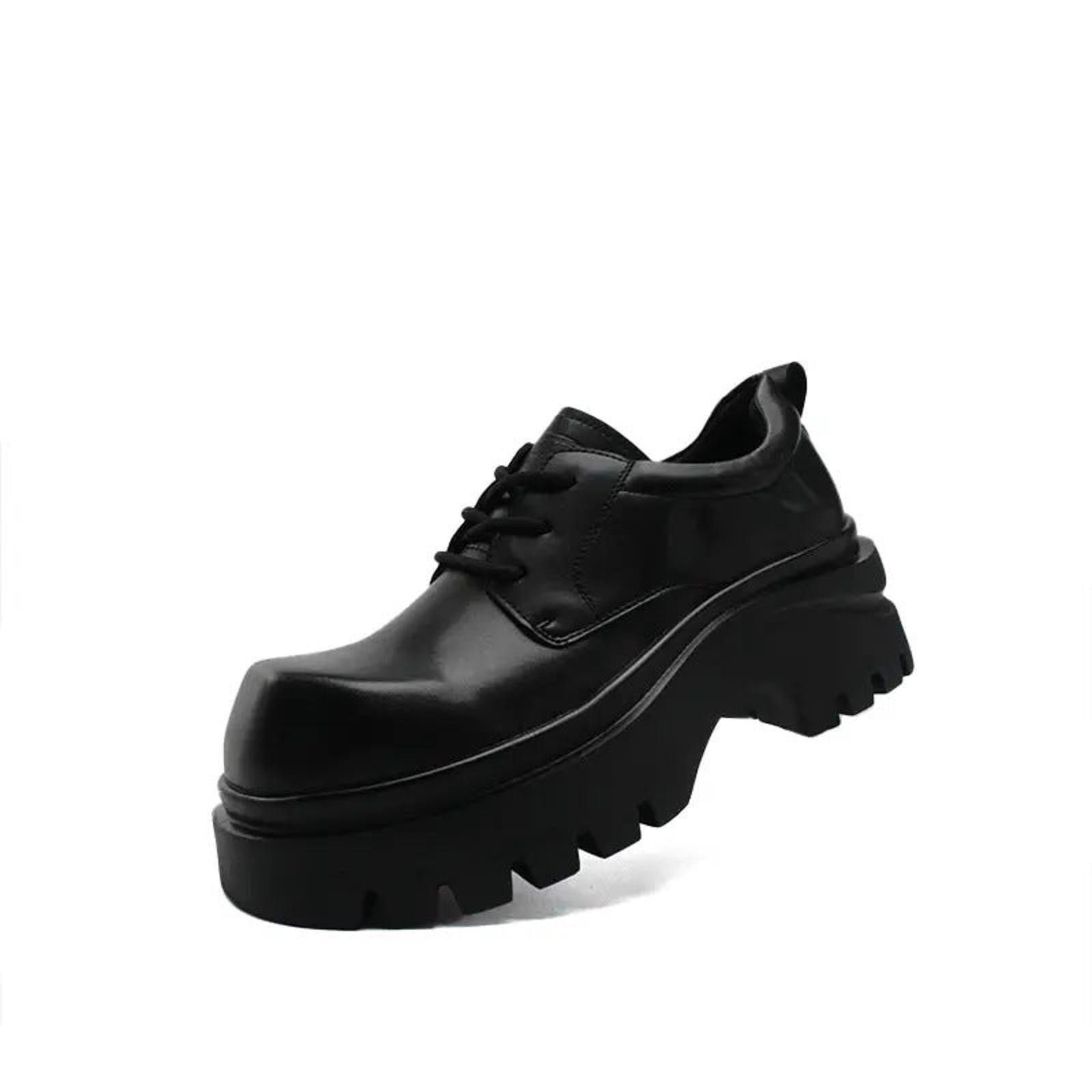Japanese Brand Black Chunky Platform Oxford Shoes, Lace-Up Dress Shoes Size US 9 / EU 42 - 5 Thumbnail