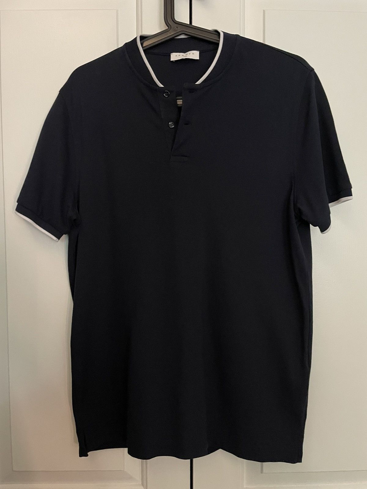 Sandro Sandro Navy Striped Polo Size US M / EU 48-50 / 2 - 1 Thumbnail