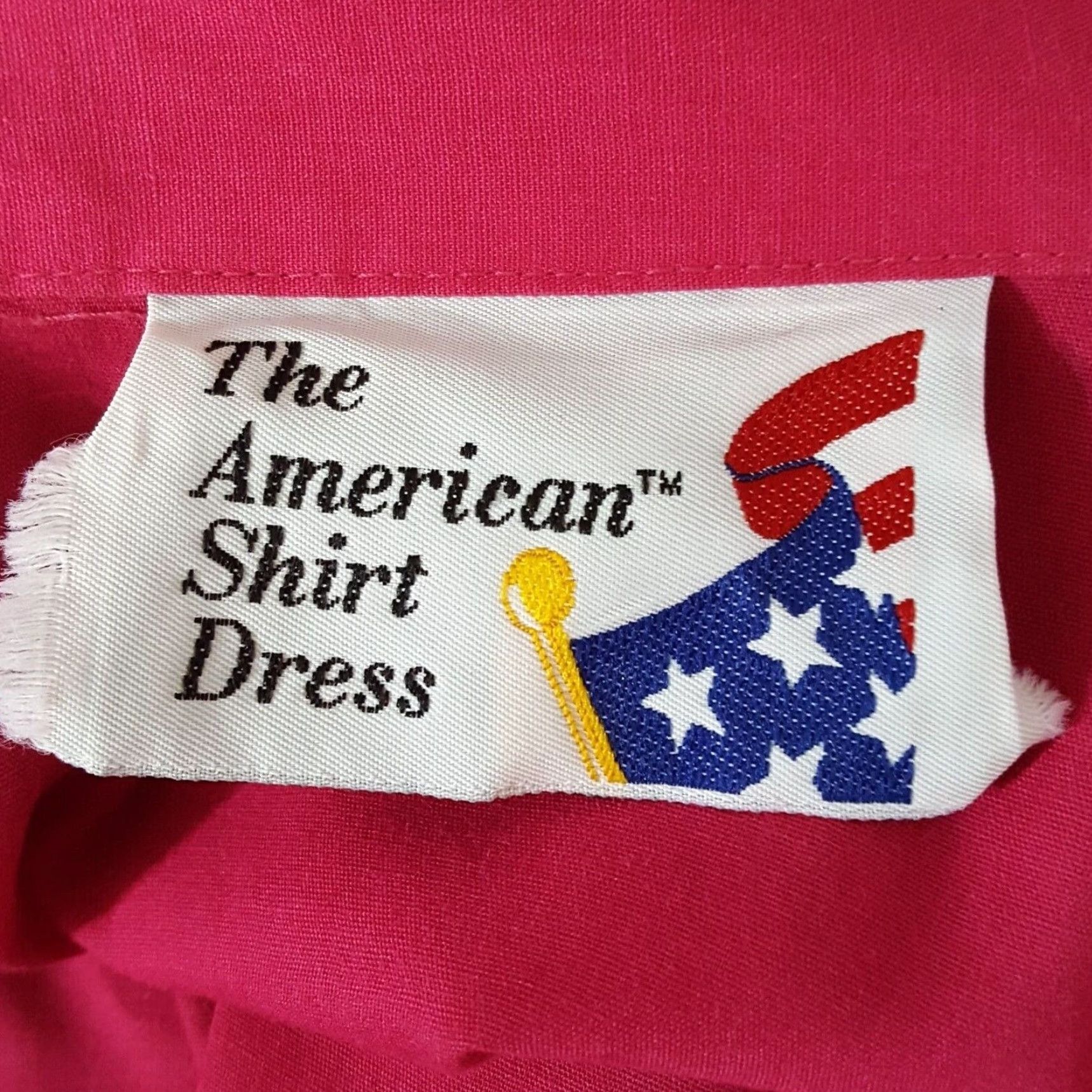 VINTAGE The American shirt dress Womens 8 Midi Pink Button Fit & Flare Shirt Dress