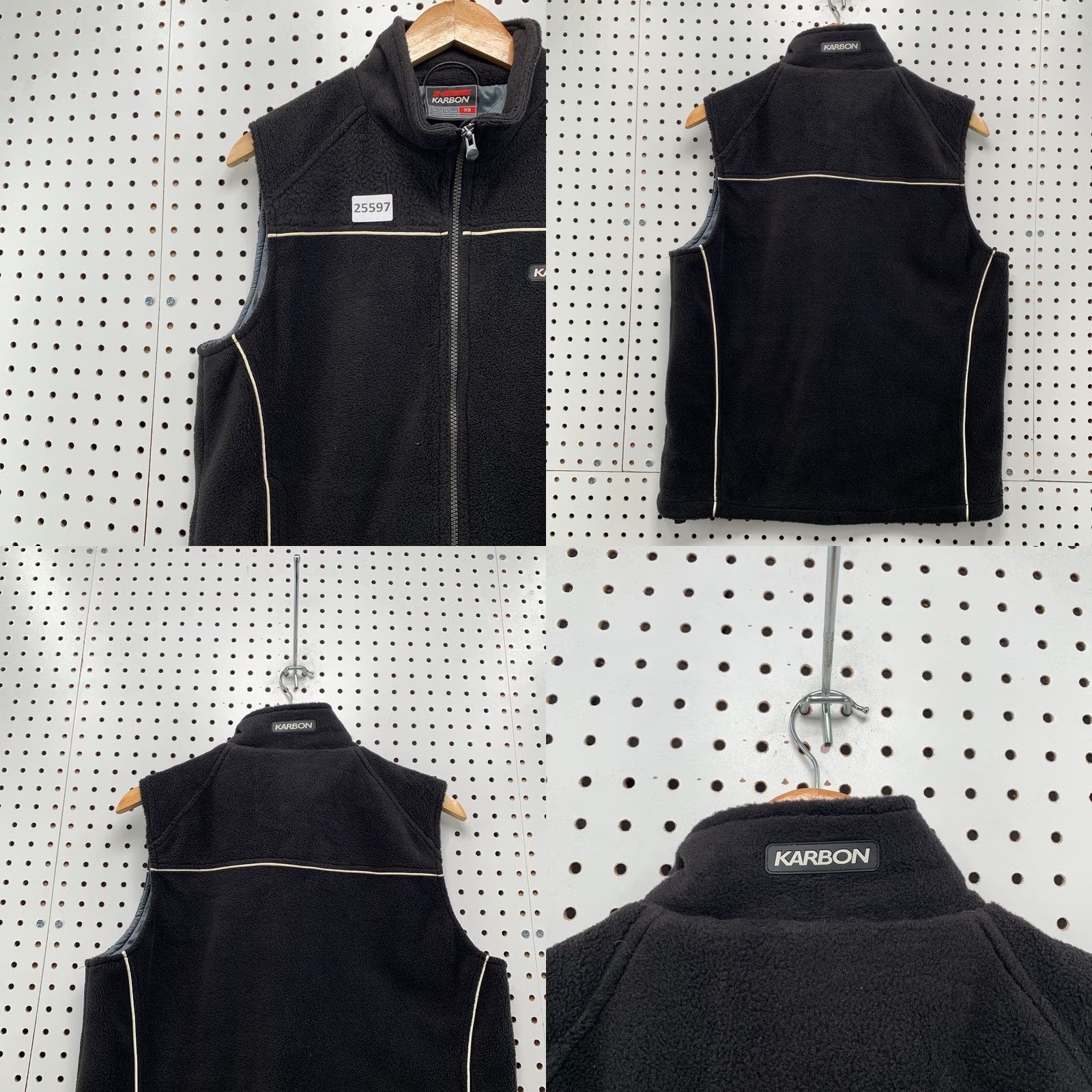 Vintage Karbon Fleece Sherpa Full Zip Vest Jacket Black XS Adult Sleeveless 20.5x25.5 Jacket Men XS Black Fleece Sherpa Full Zip Vest Jacket Size US XS / EU 42 / 0 - 8 Thumbnail
