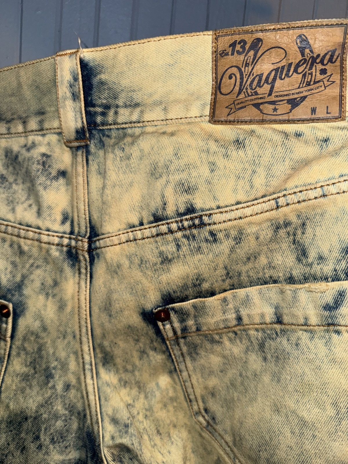 Vaquera Vaquera Distressed Acid Wash Baggy Denim Made In Italy Size US 29 - 10 Thumbnail