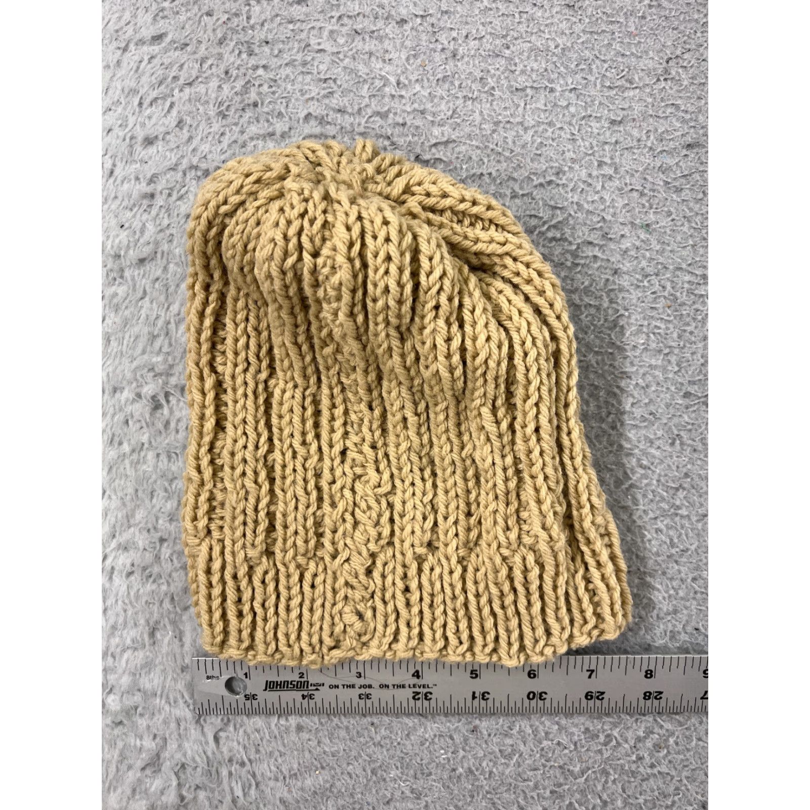 Vintage Beanie Toque Womens One Size Beig Twisted Cable Knit Acrylic Winter Ski Pom Size ONE SIZE - 5 Thumbnail
