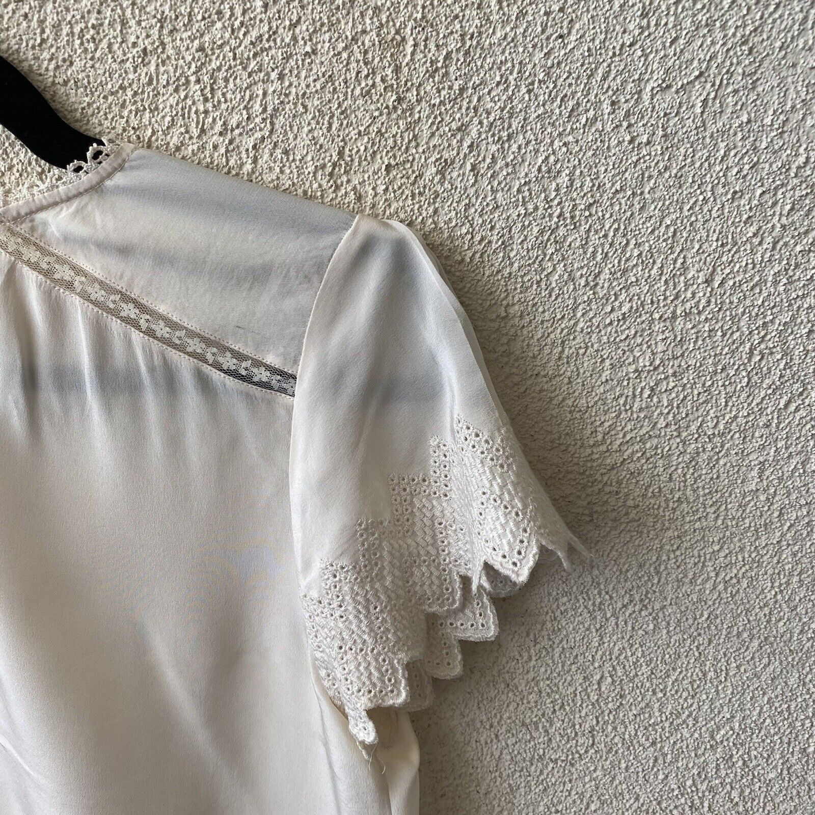 Ulla Johnson Ulla Johnson Womens Top White Ivory Sheer Lace Trim 100% Sil Size XS / US 0-2 / IT 36-38 - 7 Thumbnail