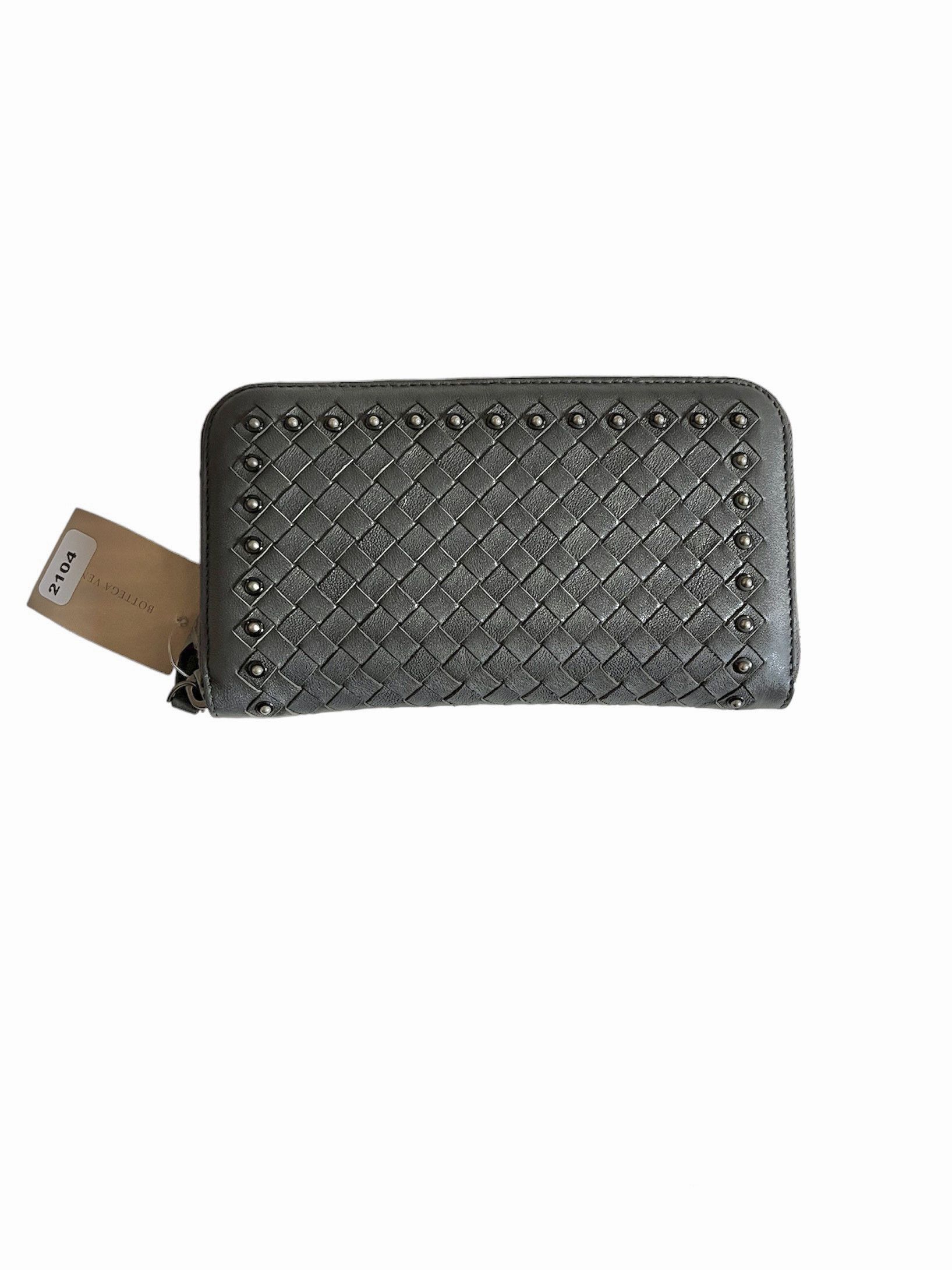 Bottega Veneta Gray Studded Wallet AUTHENTIC