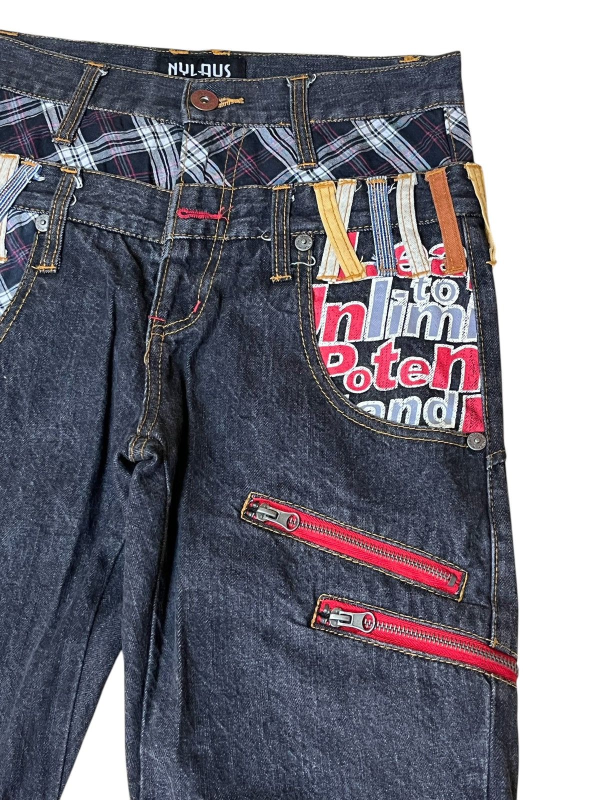 Le Grande Bleu (L.G.B.) SICK🔥JAPANESE BRAND "NYLAUS JEANS" DOUBLE WAIST JEANS/DENIM Size US 28 / EU 44 - 4 Thumbnail