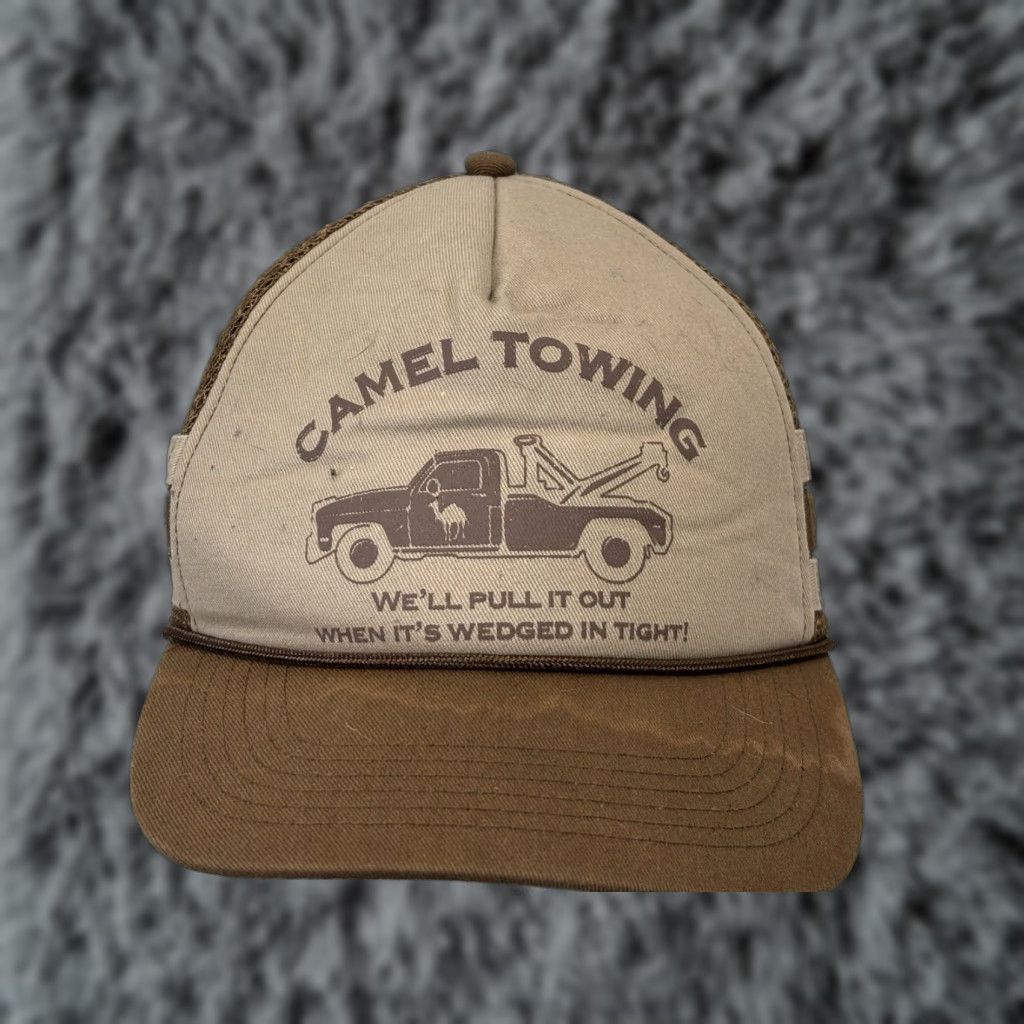 Vintage American Vintage Vintage Camel Towing Hat Cap Snapback Brown Trucker Striped Funny Size ONE SIZE - 1 Thumbnail