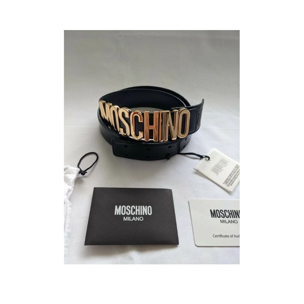 Moschino Moschino Couture Jeremy Scott SHINY LEATHER BELT GOLD LOGO Size ONE SIZE - 12 Thumbnail