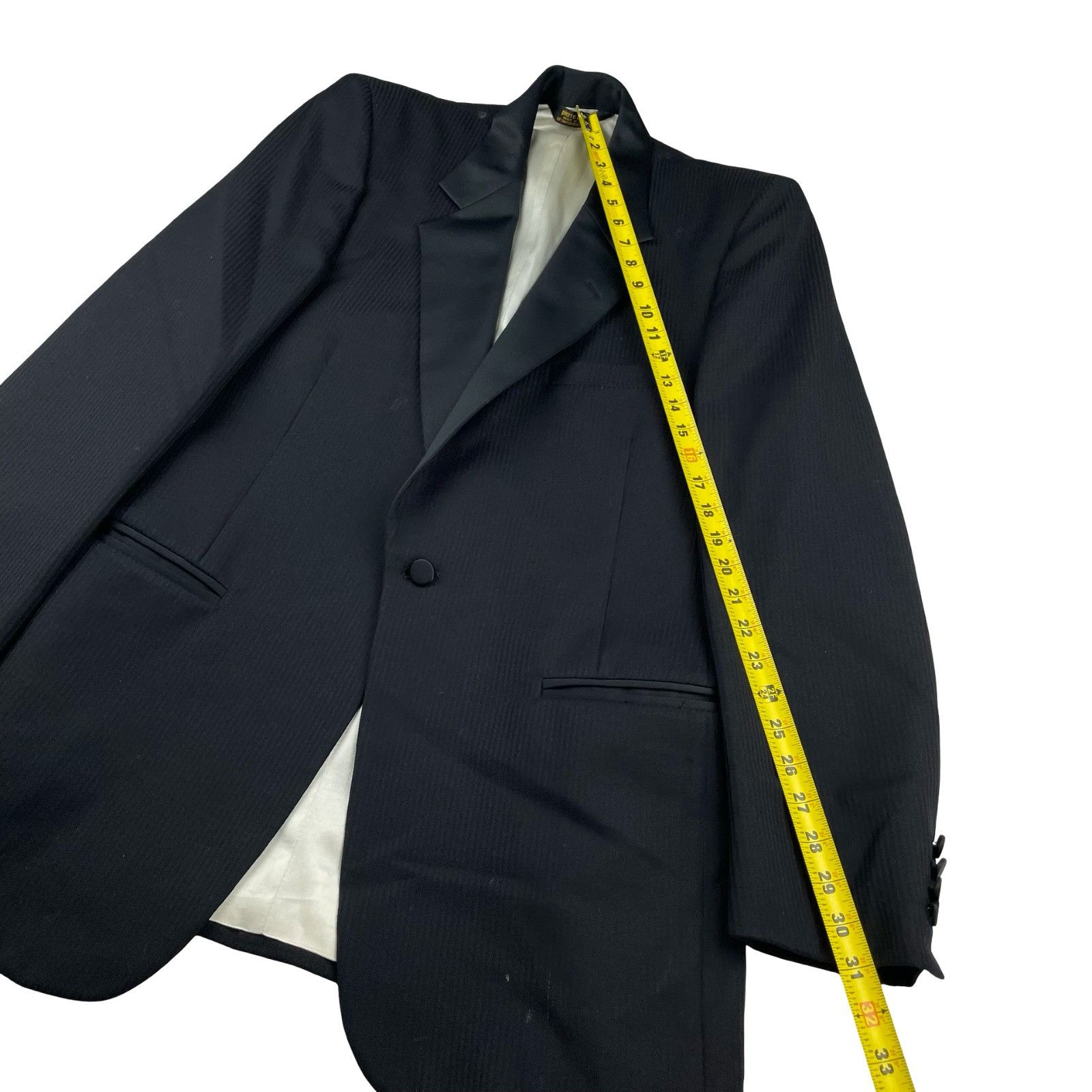 Pierre Cardin VTG Pierre Cardin Men's 100% Wool Tuxedo Jacket Black Shadow Size 40L - 11 Thumbnail
