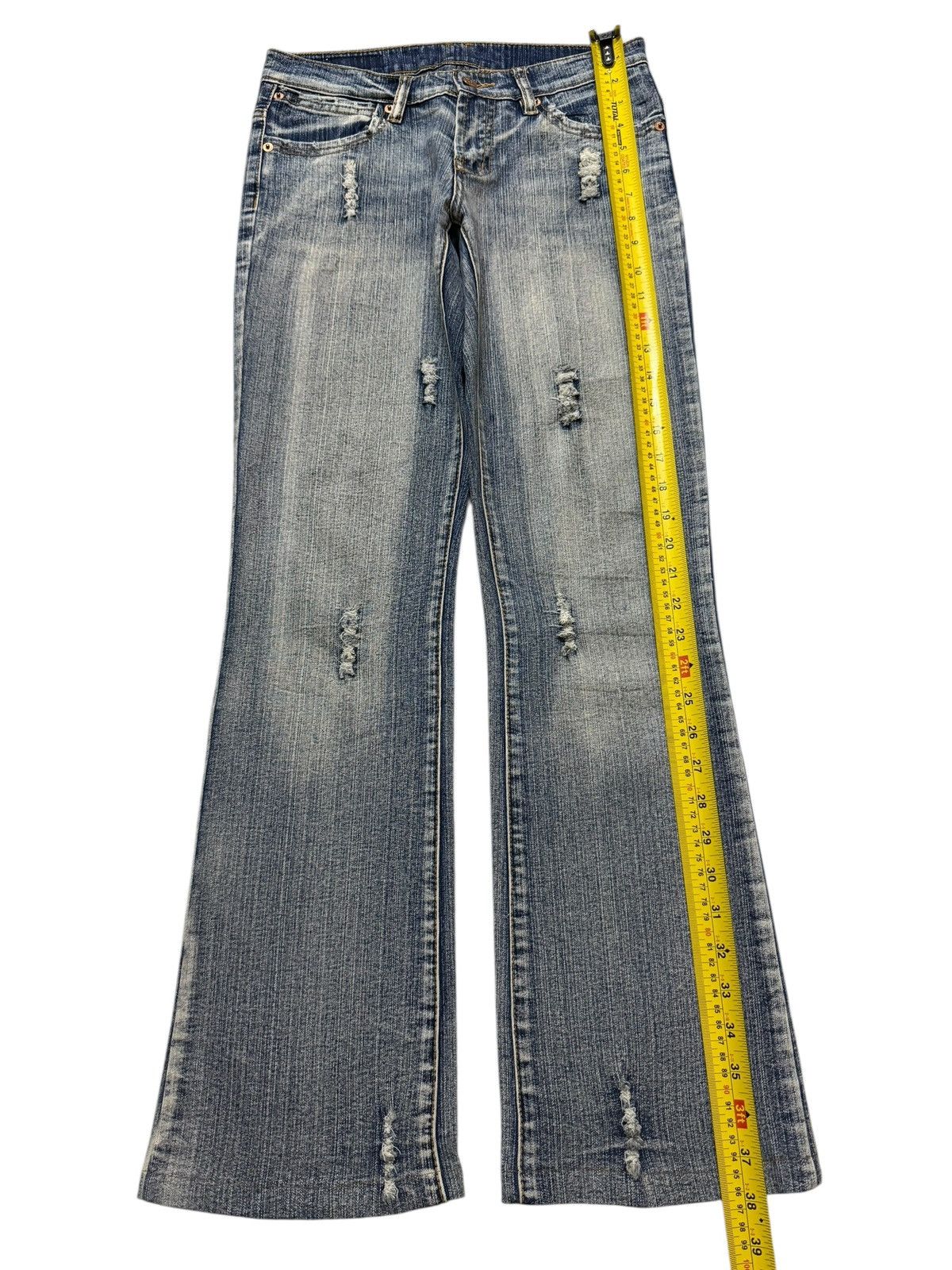 True Religion Vintage Y2K Japanese Brand Faded Wash Ripped Wide Leg Flare Size 28" / US 6 / IT 42 - 9 Thumbnail