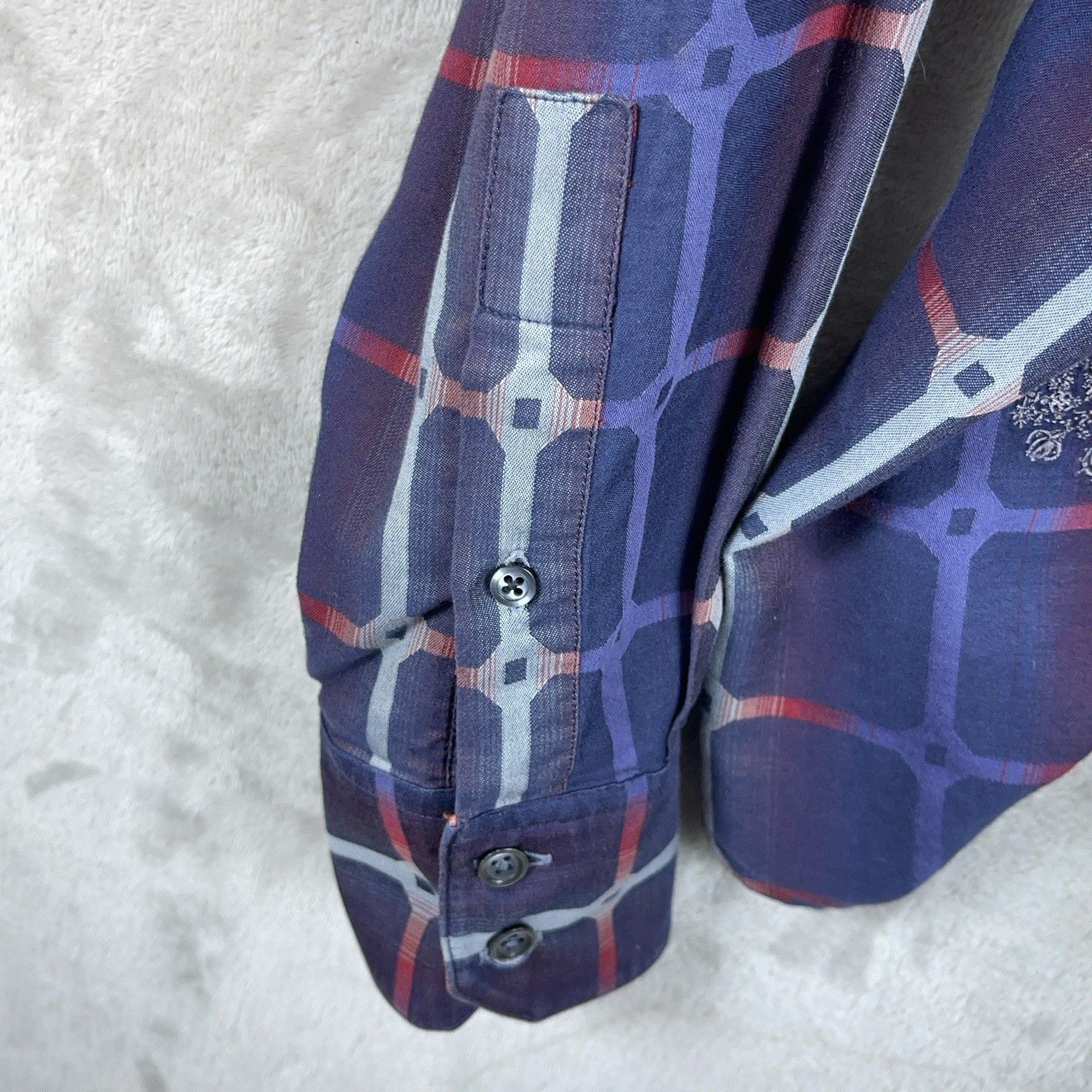 Robert Graham Robert Graham Shirt Embroidered Snowflake Grid Flip Cuff Size US M / EU 48-50 / 2 - 6 Thumbnail