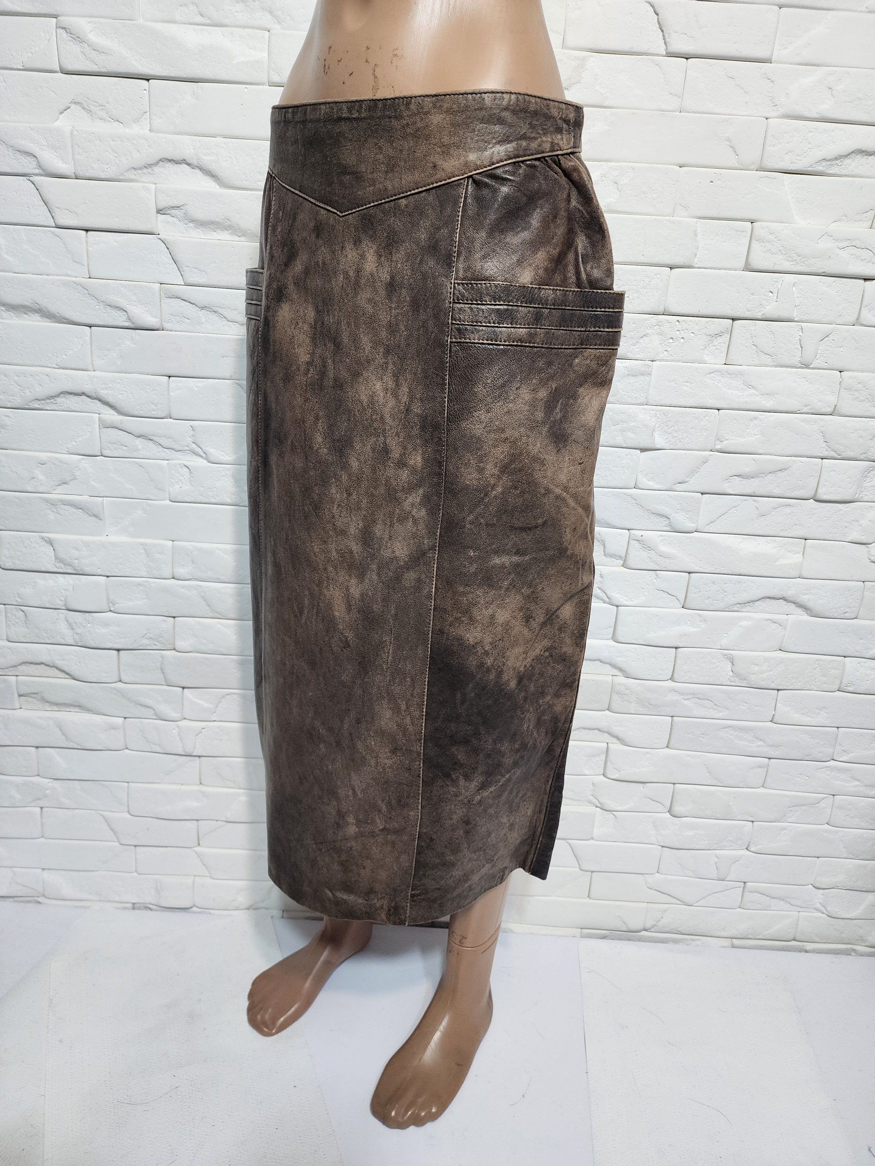 Other Brown Leather Skirt with Pockets Size 30" / US 8 / IT 44 - 2 Thumbnail