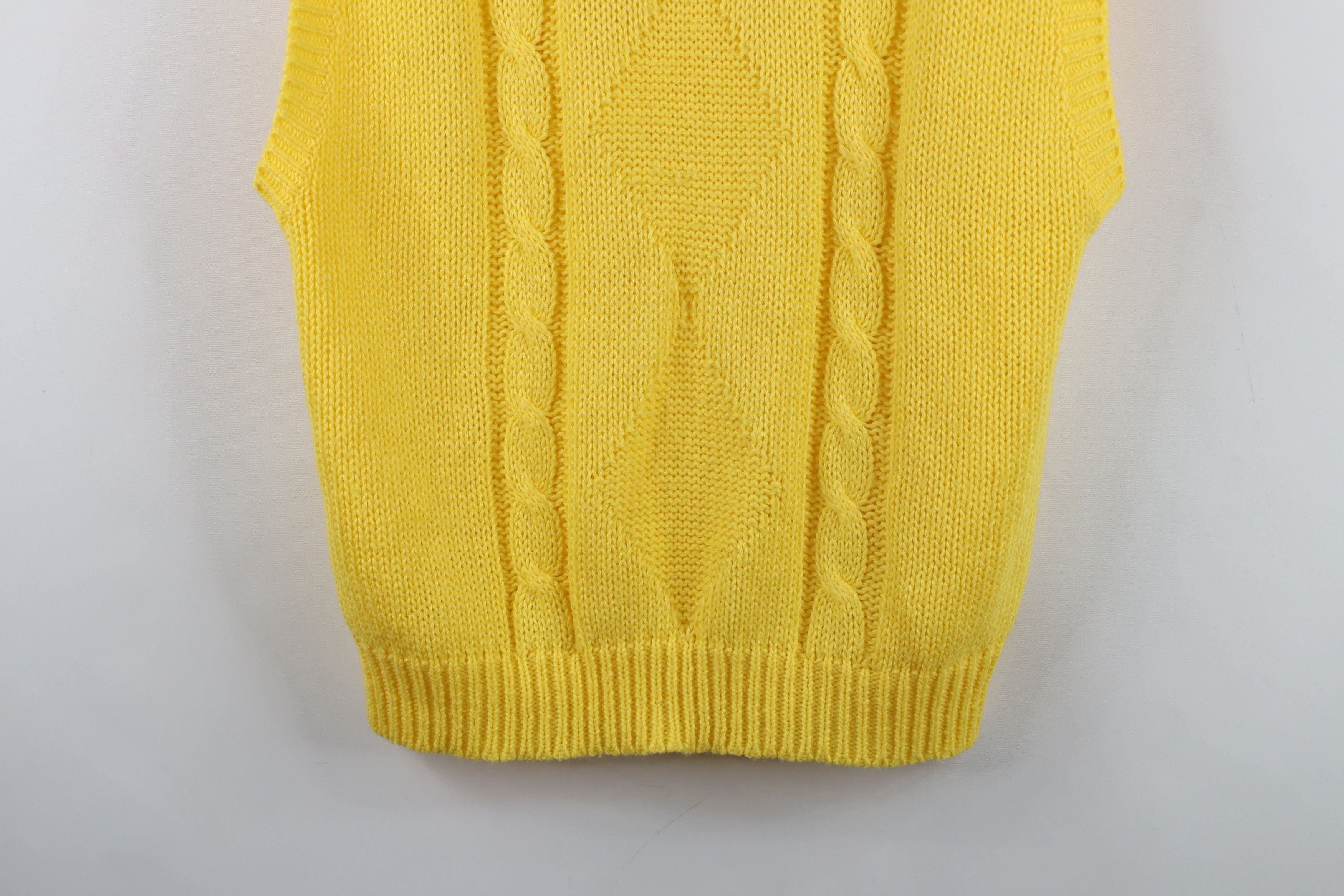 Vintage Vintage 70s Streetwear Chunky Cable Knit Sweater Vest Yellow Size XL / US 12-14 / IT 48-50 - 3 Thumbnail