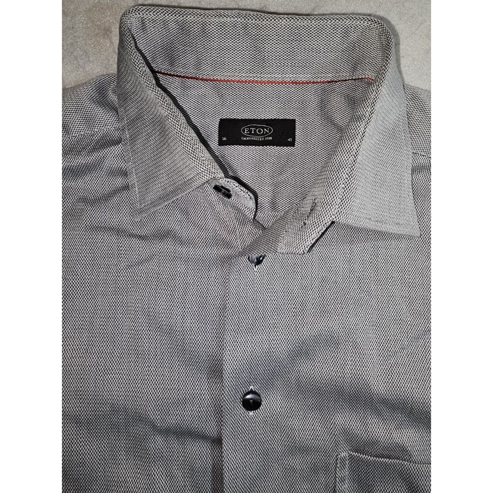Eton ETON Classic Fit Button-Up Dress Shirt Geometric Pattern Mens 16/41 White Collar Shirt Size 42R - 7 Thumbnail