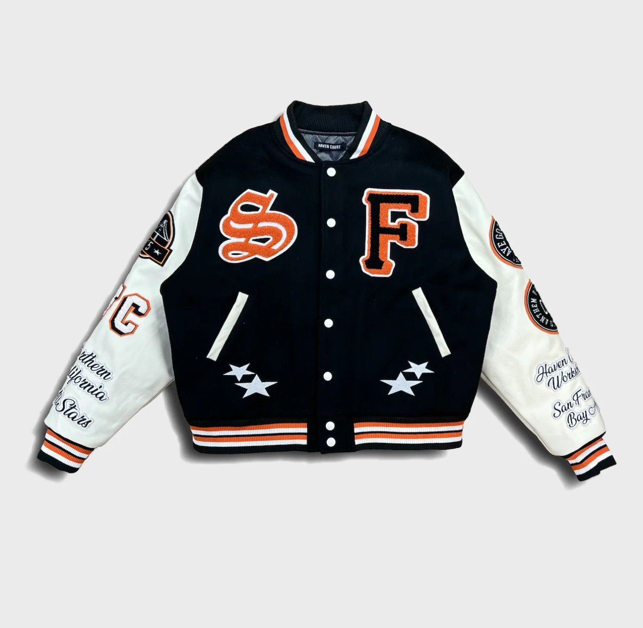 image of Haven Court Hc Frisco Varsity Jacket in Black, Men's (Size Large)