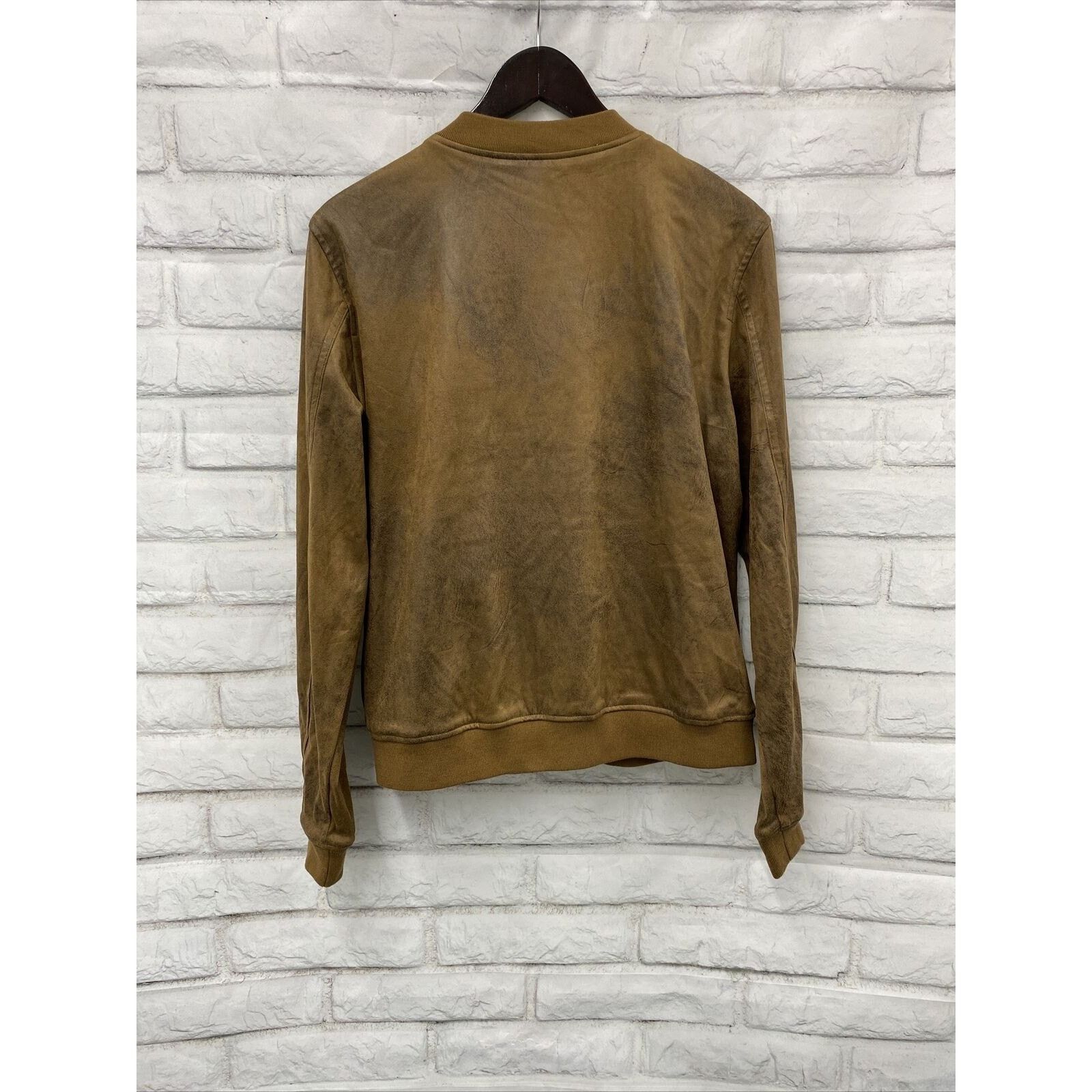 D.Exterior DEX Womens Jacket Large Tan Faux Suede Vegan Leather Bomber Size L / US 10 / IT 46 - 2 Thumbnail
