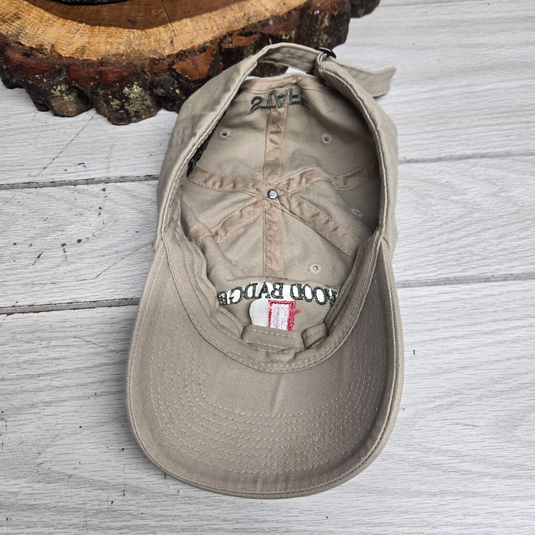 Vintage VINTAGE Wood Badge Hat Ball Cap Embroidered Adjustable Beige Men Adult One Size Ball Style Wood Badge Theme Mens Hat Size ONE SIZE - 5 Thumbnail