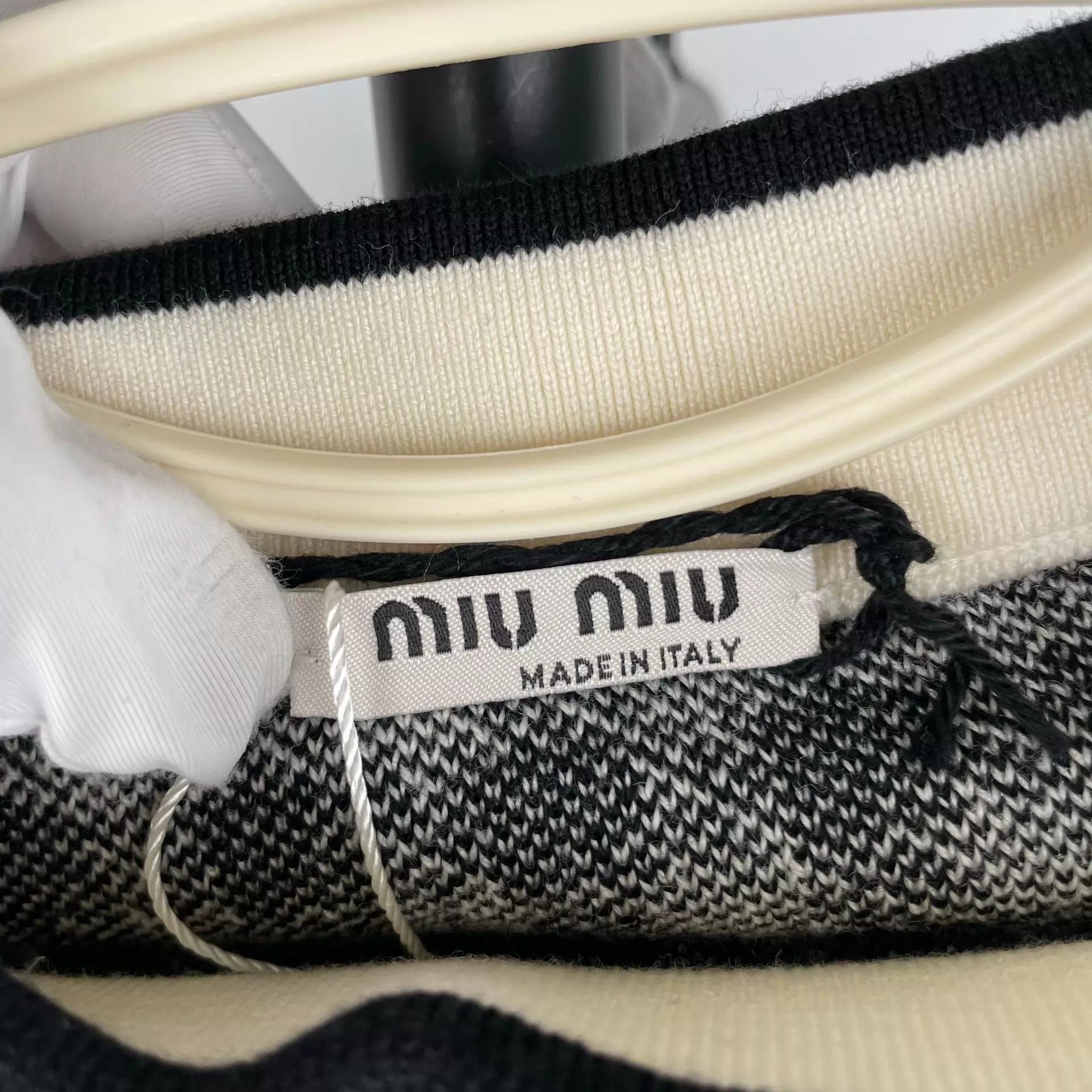 Miu Miu MIU MIU Women's Black & White Checkered Knit Skirt 38 Size 26" / US 2 / IT 38 - 3 Thumbnail
