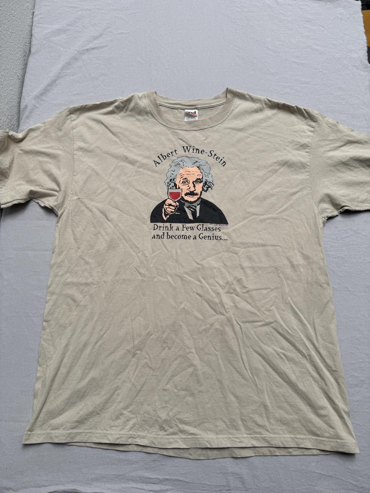 Anvil VTG Albert Einstein Wine-O T-shirt - Wine-Stein Tee 2XL Size US XXL / EU 58 / 5 - 1 Thumbnail