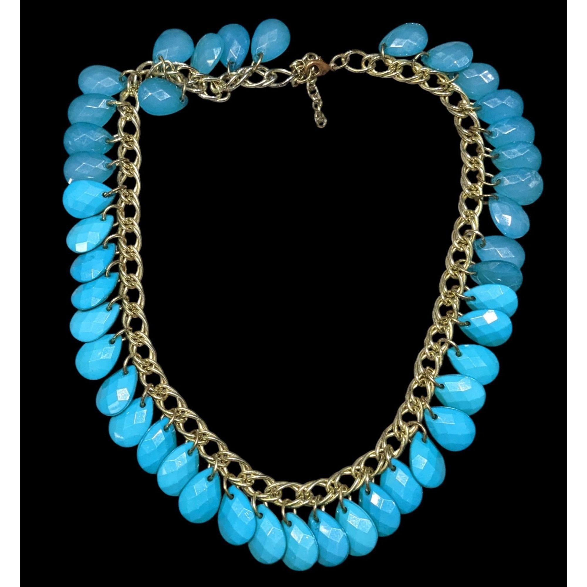 Other Turquoise Teardrop Faceted Beaded Fringe Necklace Size ONE SIZE - 1 Thumbnail