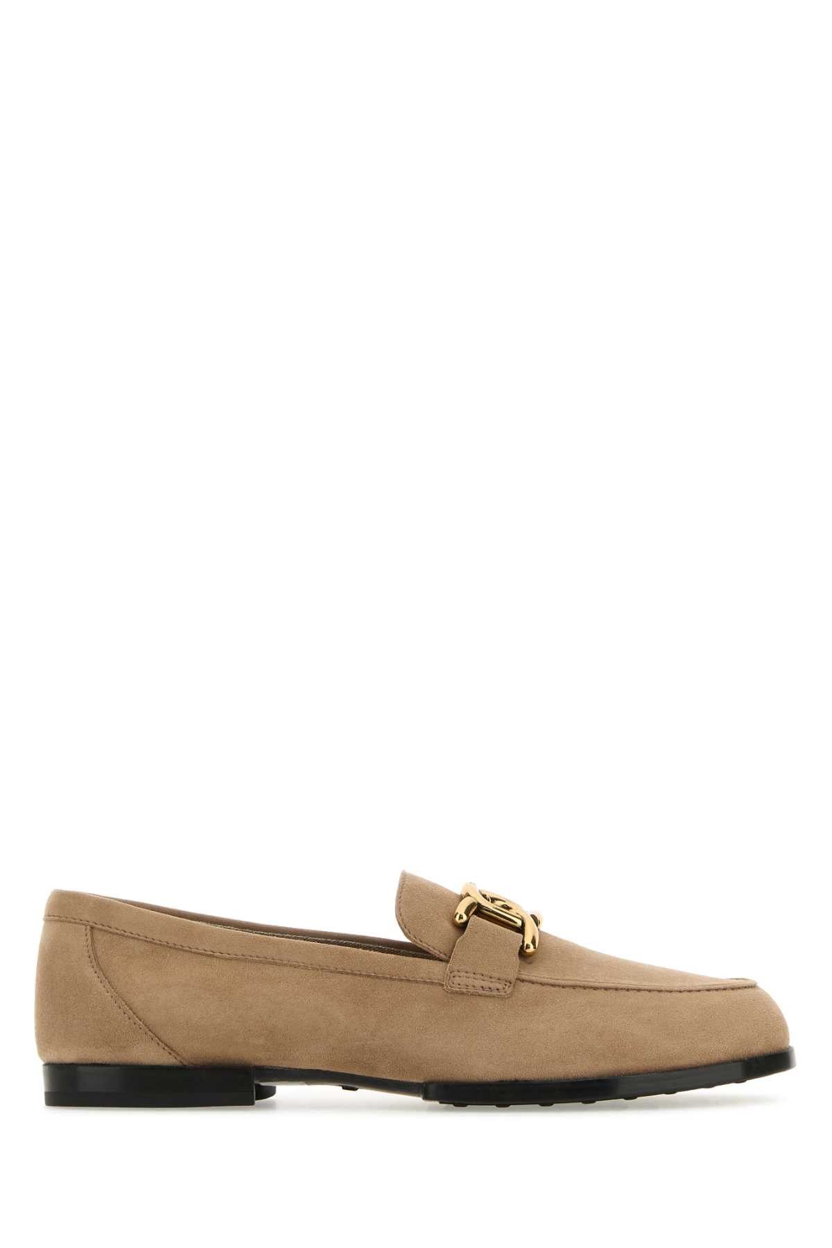 image of Tods Cappuccino Suede Loafers in Beige O Tan, Women's (Size 9)