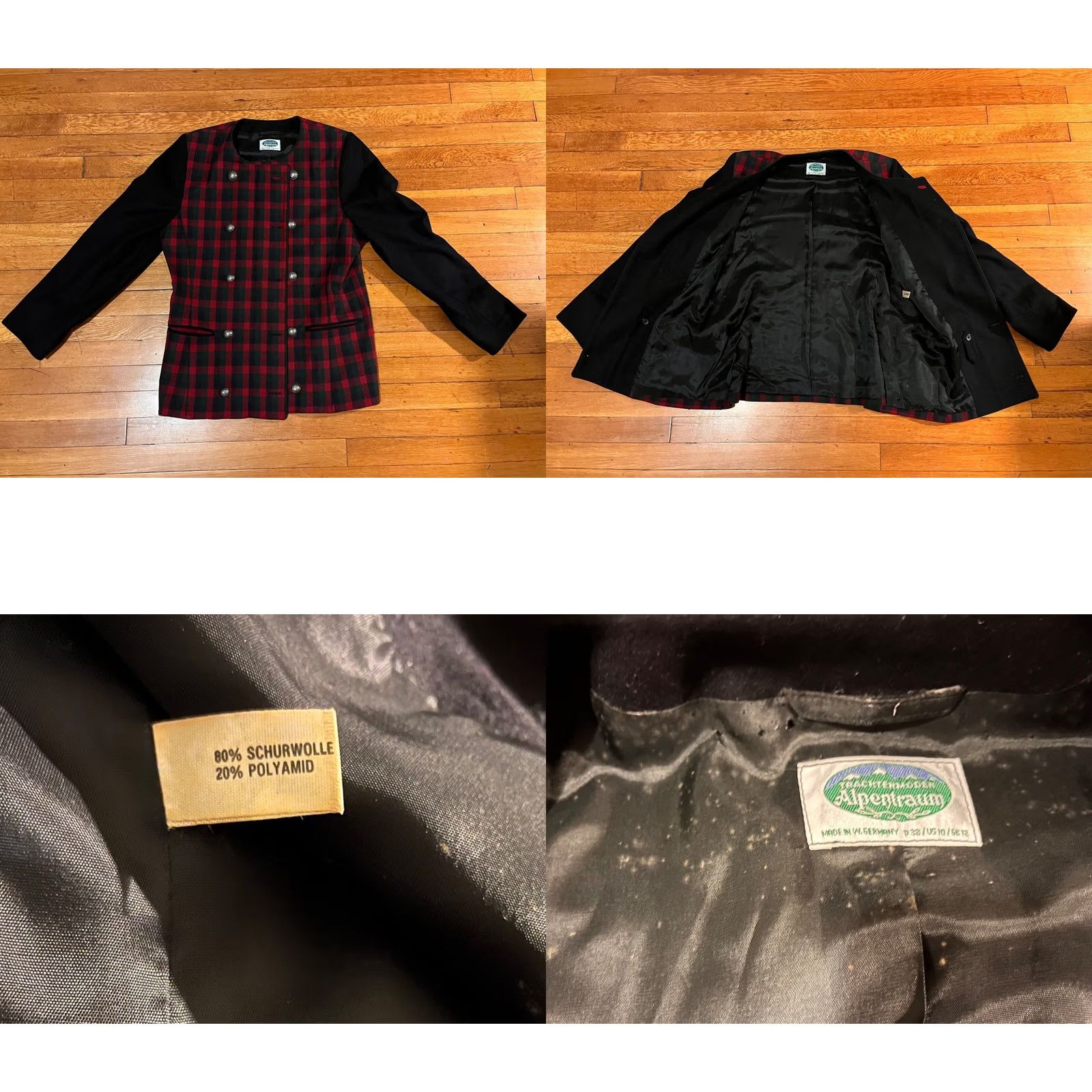 Vintage VINTAGE Trachten Alpentraum Oktoberfest Jacket Women’s M Red Plaid Wool Short Sleeve Long Sleeve Buttoned 80s 90s Bohemian Retro Christmas Size M / US 6-8 / IT 42-44 - 8 Thumbnail