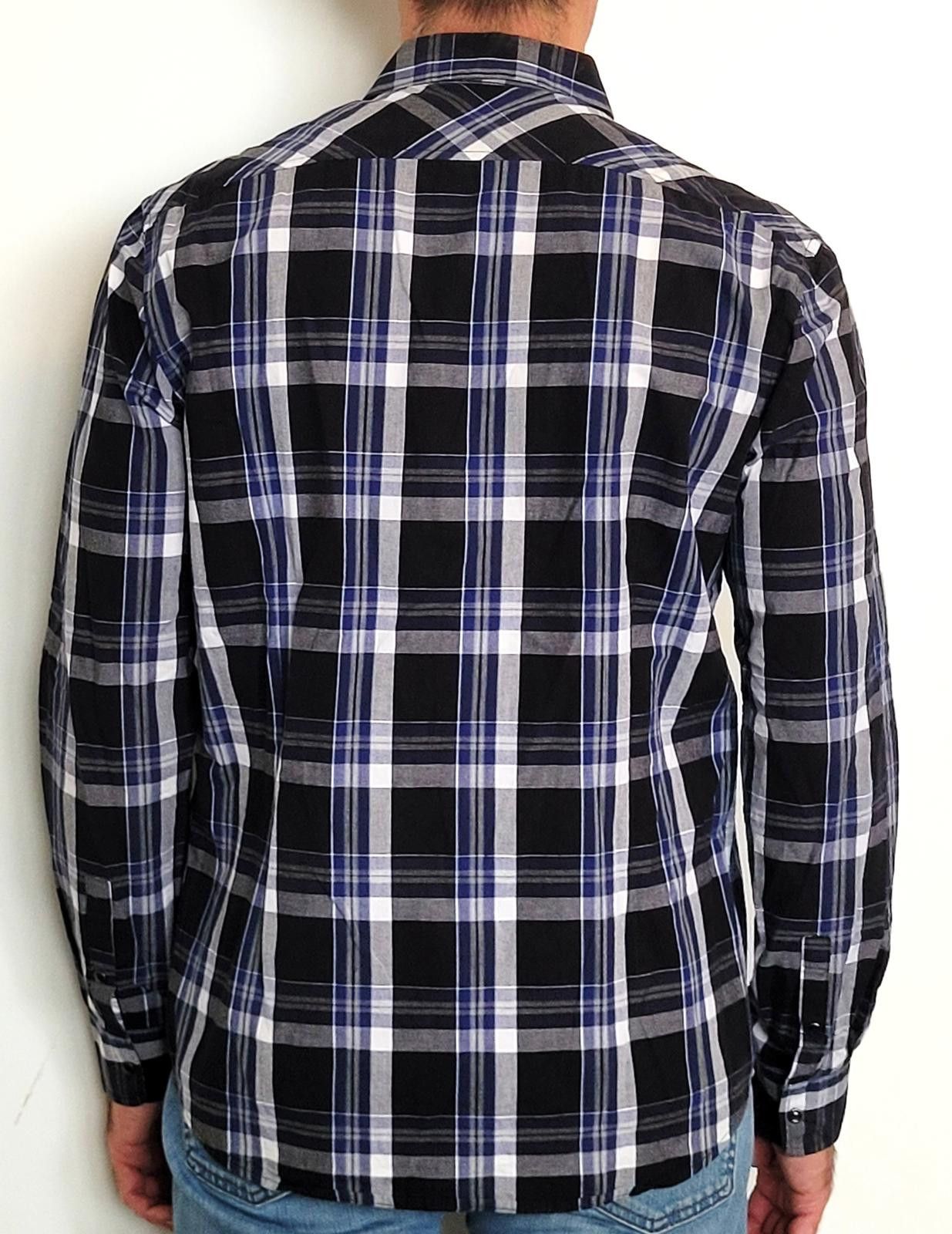 Other Kenneth Cole Men's M Snap Shirt Long Sleeve Black Blue Plaid Size US M / EU 48-50 / 2 - 2 Thumbnail
