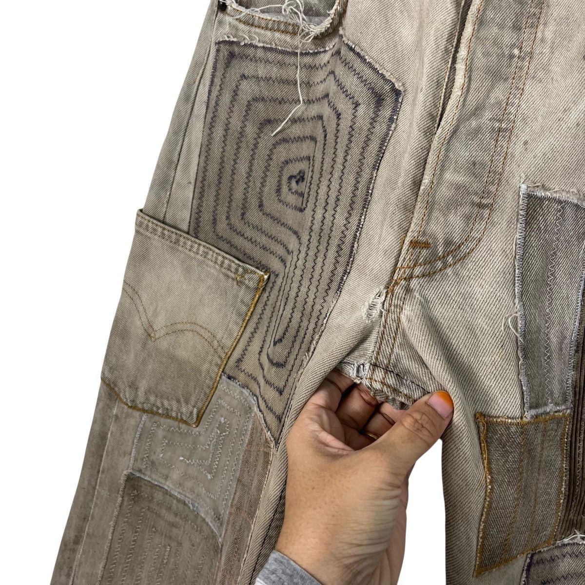 Levi's Vintage Levis X Famouz Sashiko Patchwork Workwear Denim Jean Size US 30 / EU 46 - 13 Thumbnail